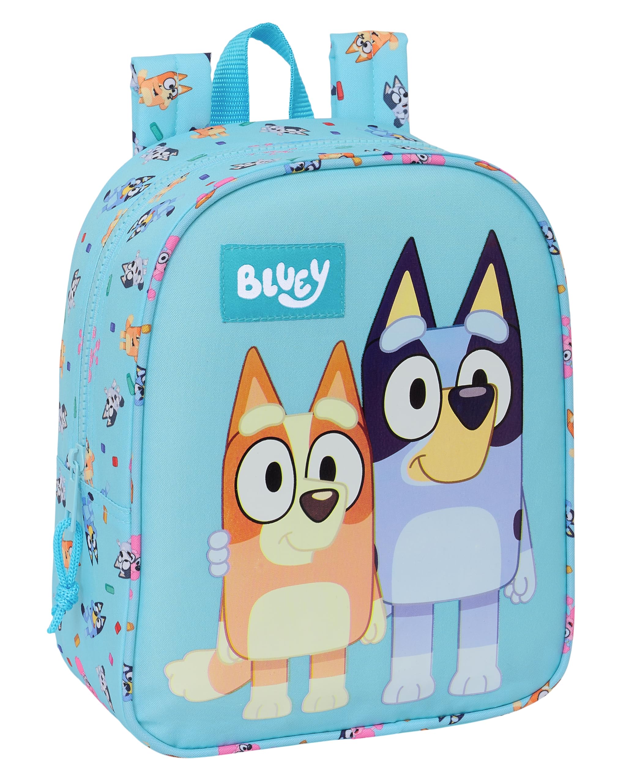 Safta BLUEY - Mochila Infantil, Mochila Niño, Mochila Escolar, Adaptable a Carro, Ideal para Guardería, Cómoda y Versátil, Calidad y Resistencia, 22x10x27 cm, Color Celeste