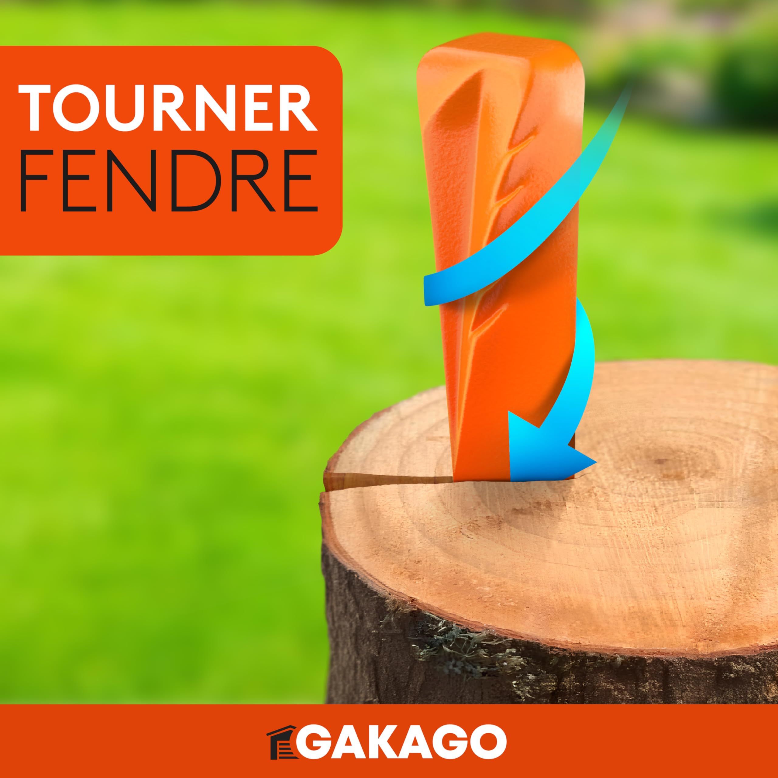 Gakago Coin à fendre pour Le Bois - Coin à fendre Rotatif Puissant avec Un Fort Effet de fendage - Coin à fendre forgé en Acier Massif de Couleur de signalisation et Surface de Frappe Large