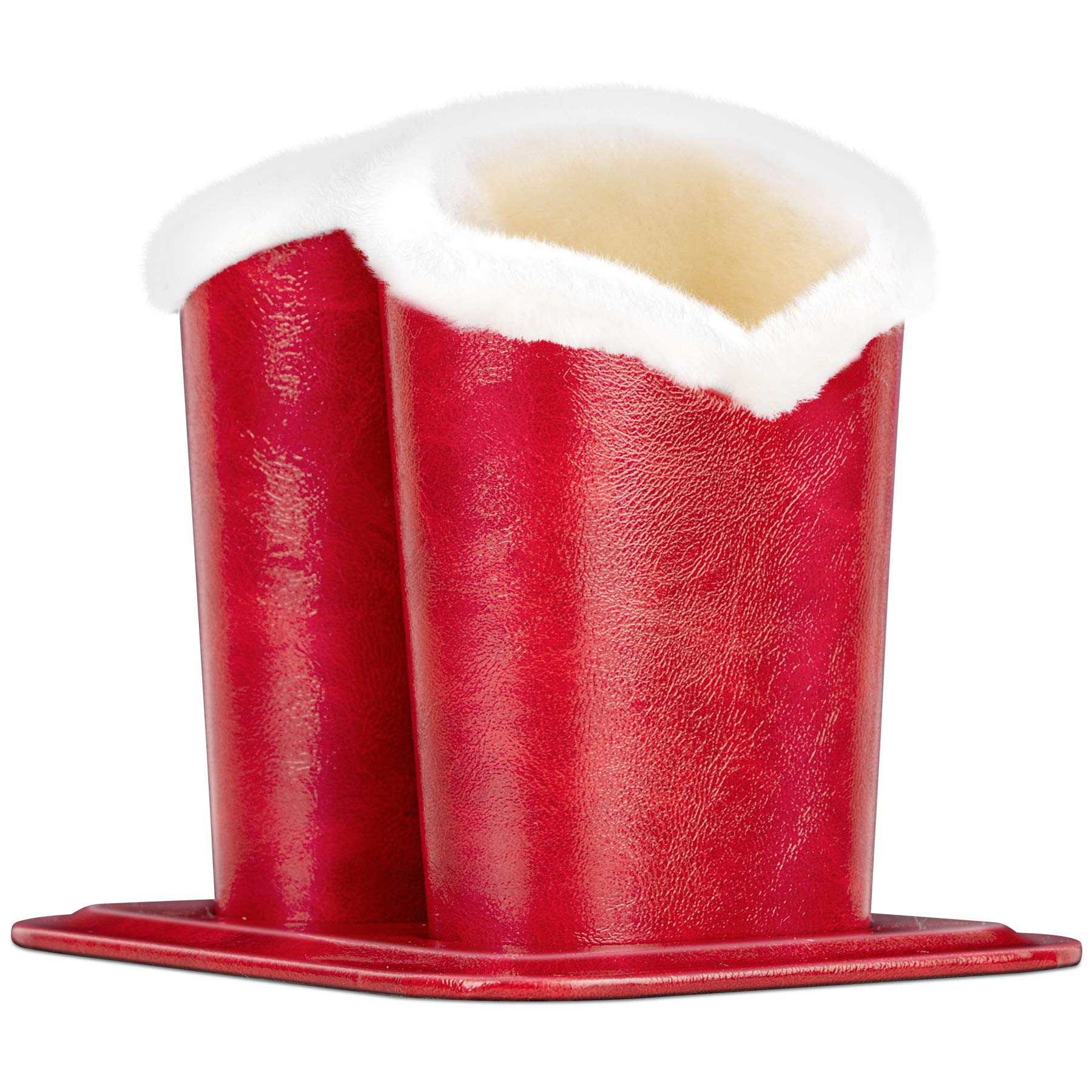 Pg6 Unisex Red Plush Fluffy Lined Double Eyeglasses Holder Stand Protective Glasses Holder Case Rests Securely On Desk Or Nightstand, One Size