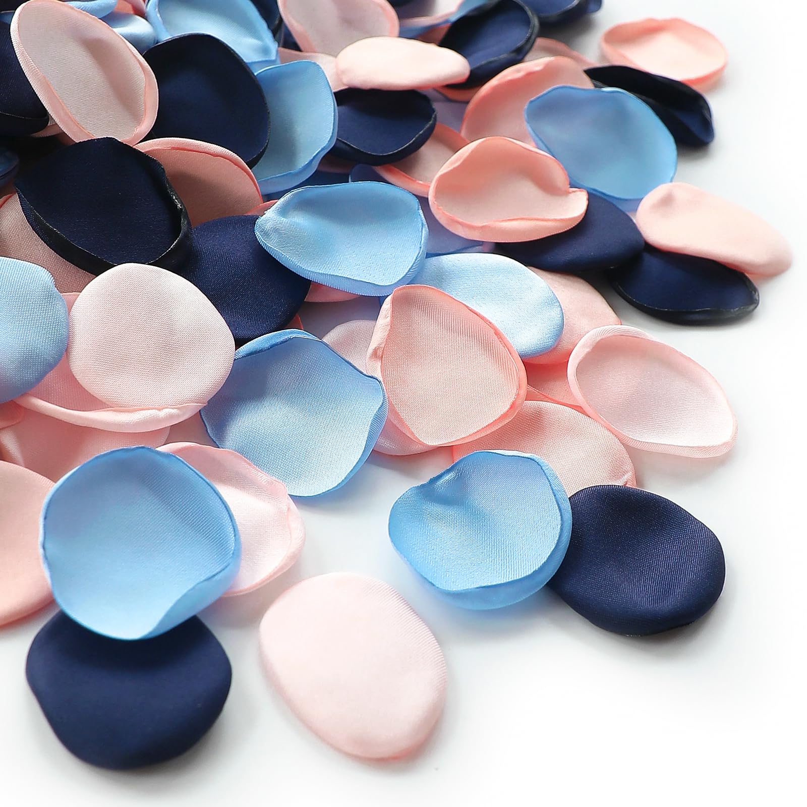 Floroom 300pcs Rose Petals Navy Blue Blush Faux Silk Flower Petals for Wedding Flower Girl Basket Aisle Scatter Dinner Table Centerpieces Party Confetti Bridal Shower Romantic Night Decoration