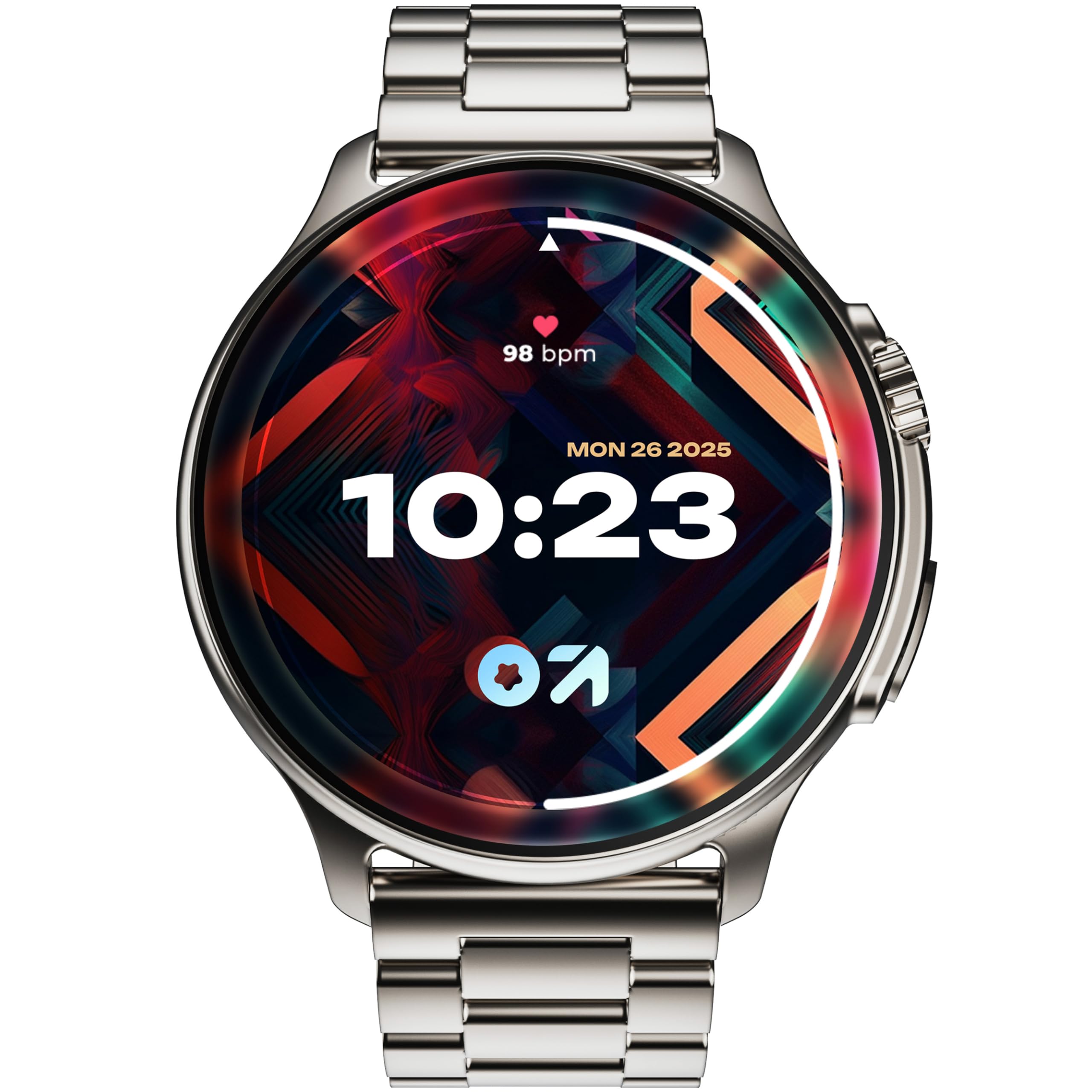 Boult Newly Launched Crown R Pro Smart Watch 1.43''HD AMOLED, Bluetooth Calling, Working Crown, Zinc Alloy Frame, 600 Nits Brightness, AI Voice Assistant, SpO2 Monitoring, 120+ Sports Mode (Chrome)