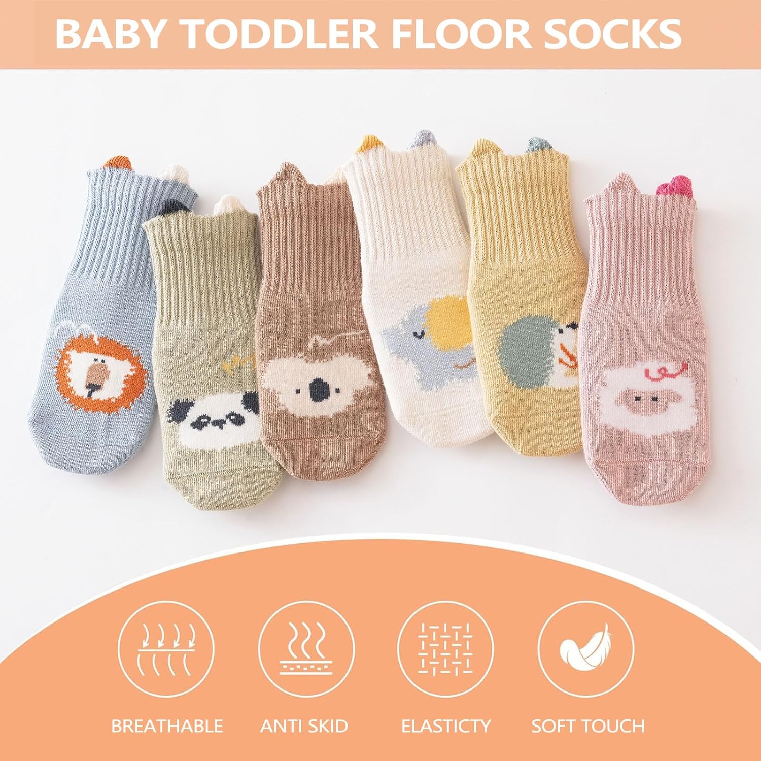 Baby Toddler Grip Socks Non Slip Stripe Seamless Crew Ankle Cotton Socks for Infant Boys Girls - Image 3