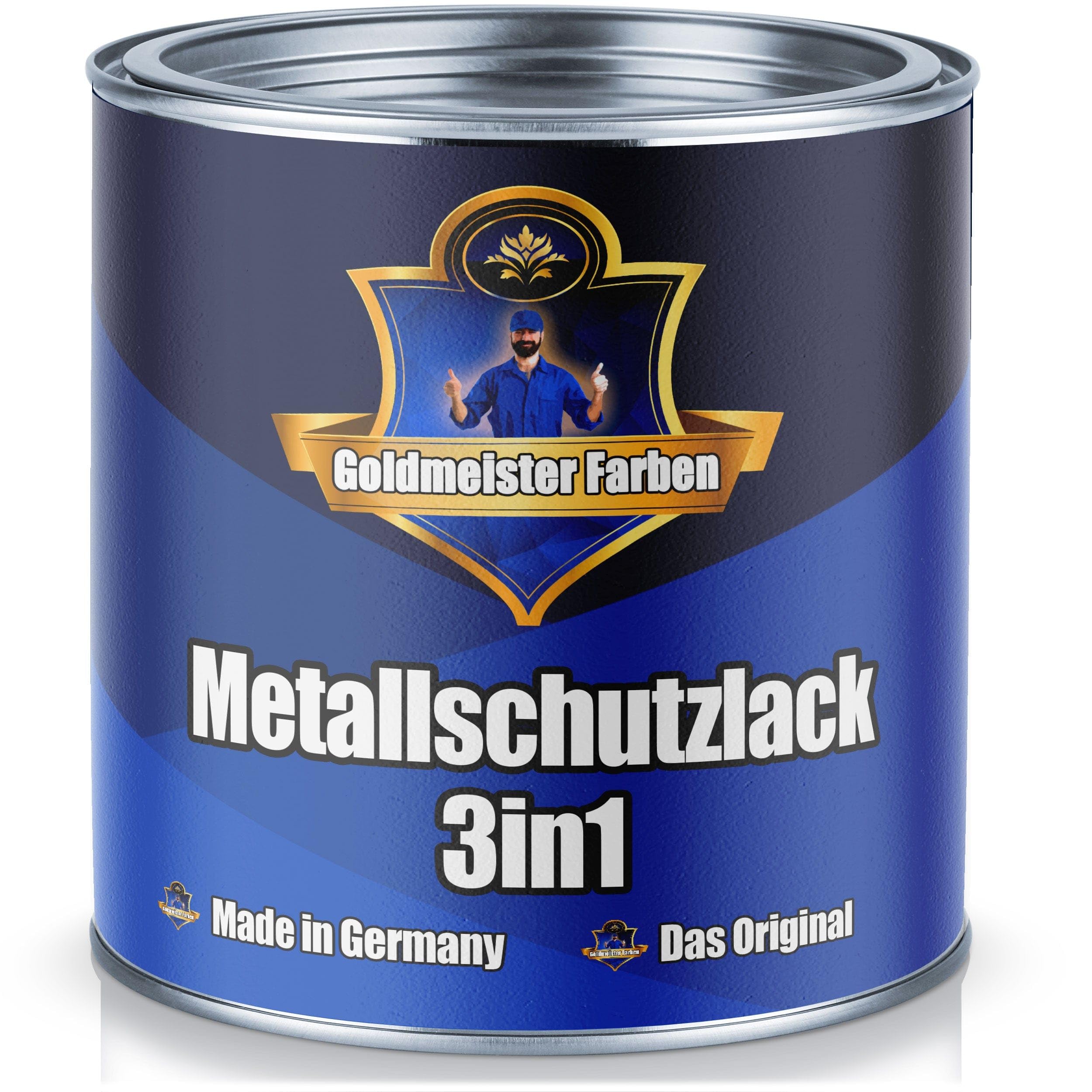 Goldmeister Farben Metallschutzlack 3in1 hochwertige Metallschutzfarbe 3-in-1 Metallschutz-Lack für Innen- & Außenbereich von Metall Eisen Zink Aluminium Stahl (2,5 L, Nussbraun (RAL 8011))
