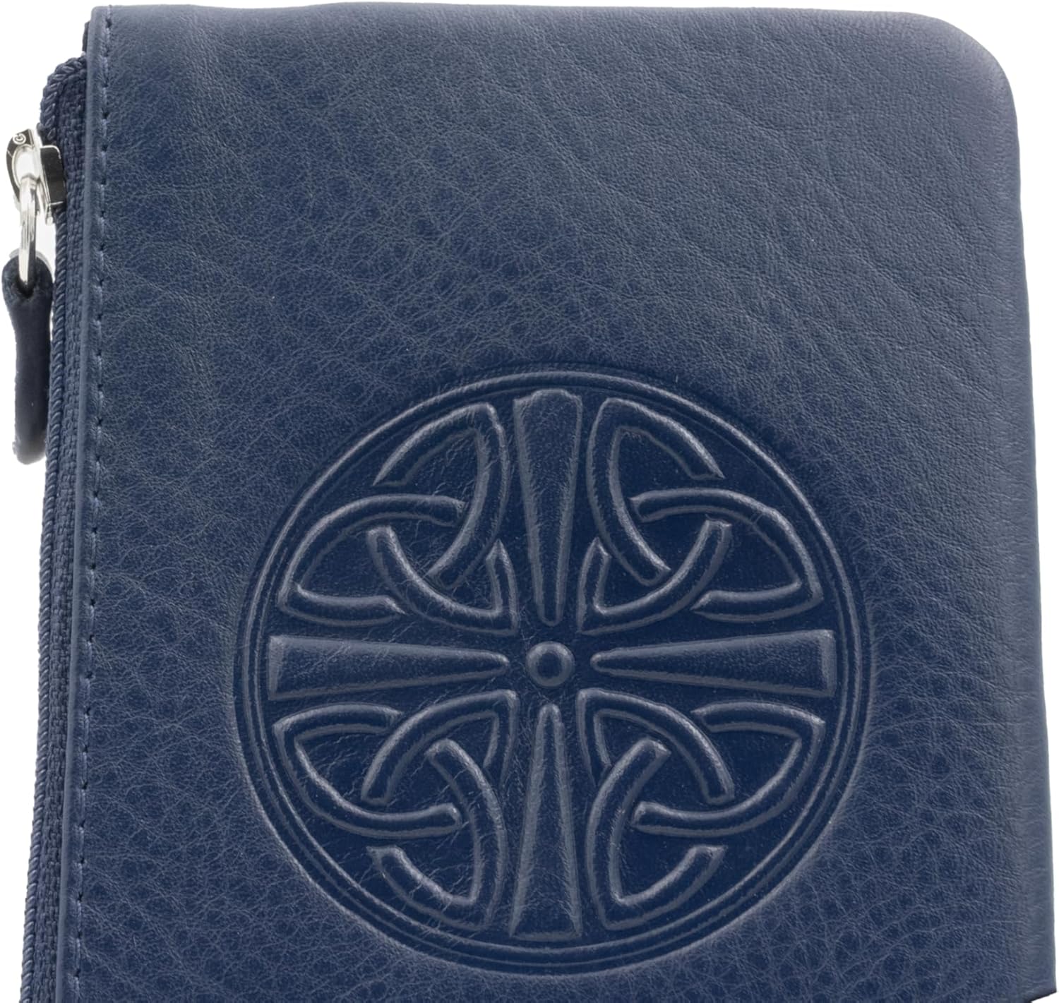 Briomhar Celtic Leather Coin Purse with RFID - Skinny Slim Flat Credit Card Holder for Women (Navy)