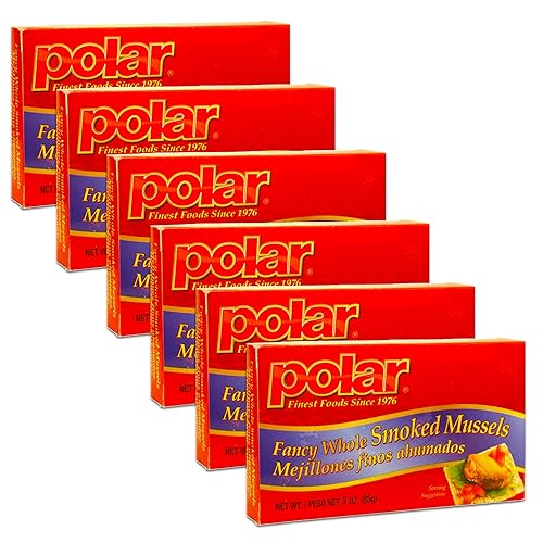 MW Polar Fancy - Mejillones ahumados enteros lata de 3 onzas (paquete de 6)