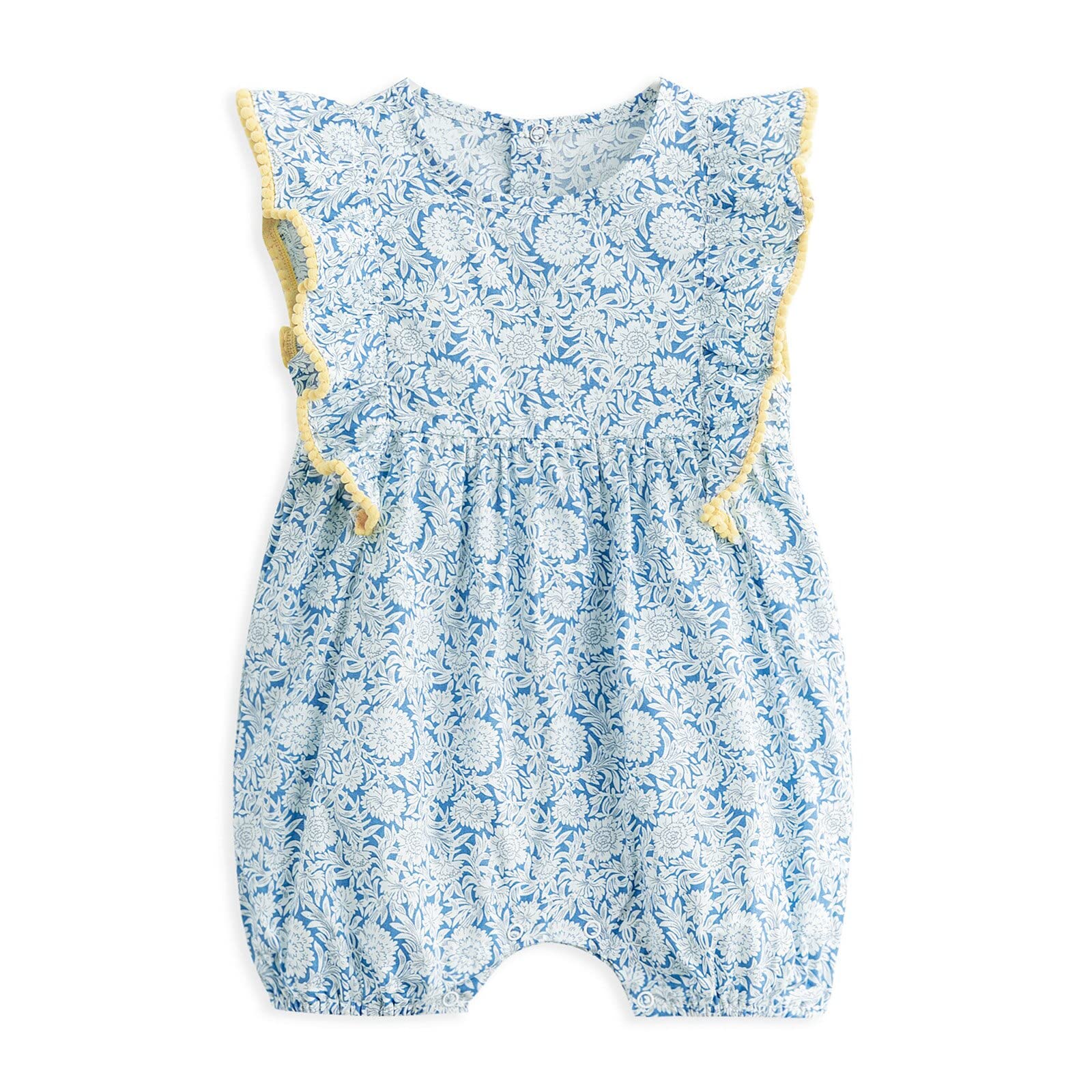 Simplee kids Baby Infant Girls Summer Romper Bodysuit Summer Cotton Ruffle Sleeve Floral Onesies for18 Months Pink