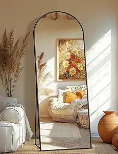 Full Length Arched Mirror, 70"x24" Standing Floor Full Body Mirror for Wall with Aluminum Alloy Frame for Bedroom, Living Room, Dressing Room(Black)