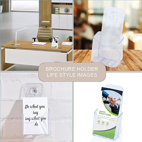 Miniatura 7 de SHAAN STANDS - Soporte para folletos, organizador de encimera acrílico triple de 4 pulgadas de ancho, ahorra valioso espacio en la encimera con
