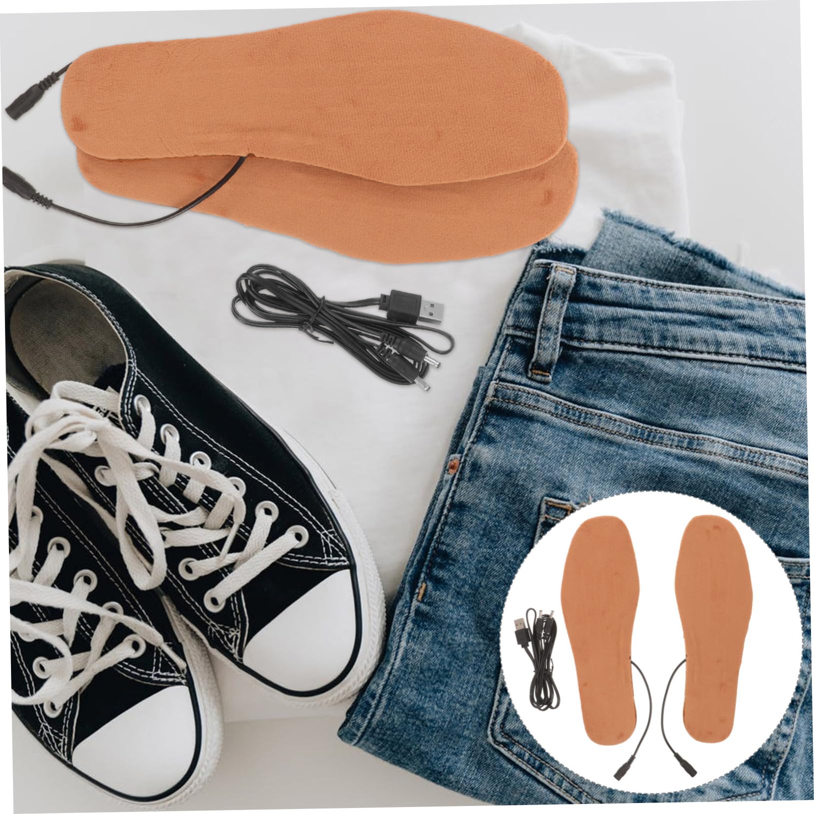 Heated Insoles for Men and Women Electric Heating Insoles Cutting Design Winter Insoles for Warm Feet Comfortable and Adjustable Heating Inserts for Cold Weather