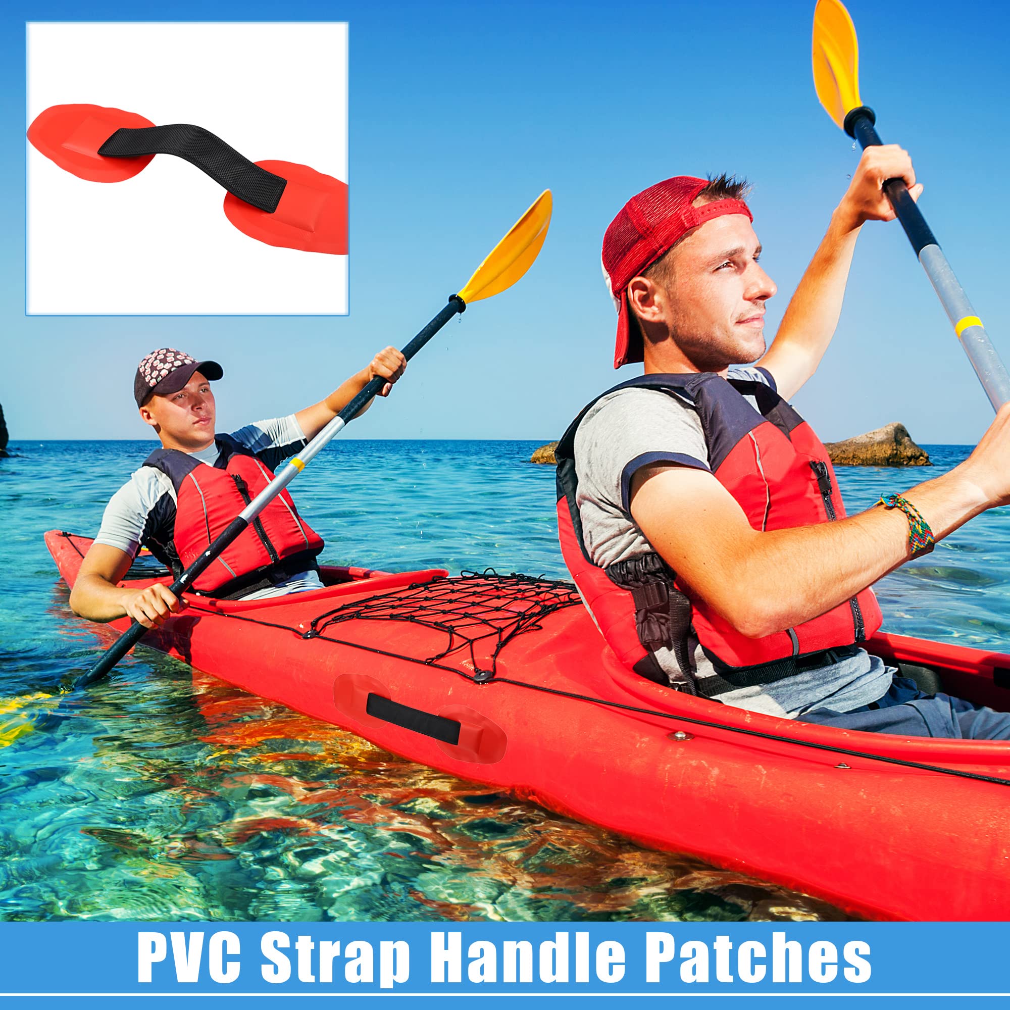 X AUTOHAUX 2pcs Universal PVC Strap Handle Patches Carry Grab Handle Red - Image 2