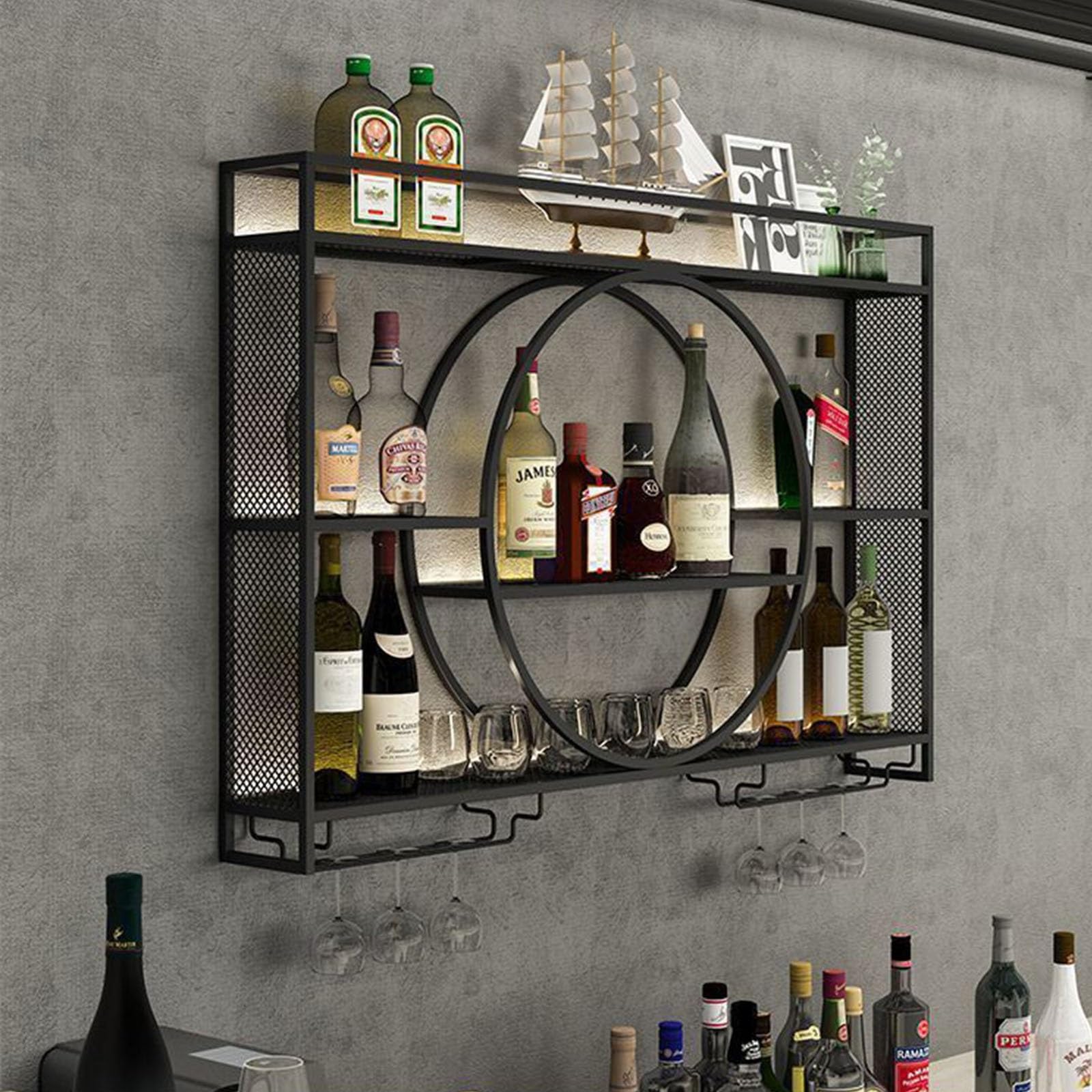 Meuble de bar moderne LED pour ranger bouteilles sans encombrer