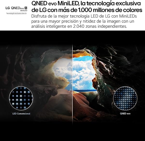 LG 55QNED85A6C - TV 55", 4K QNED EVO, Smart TV, WebOS 25, Procesador Potente e Inteligente, MiniLED AI, Super Upscaling, Dolby Vision y Dilgital Plus, Alexa/Google Assistant, Negro - 4