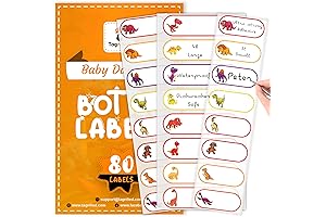 80 Premium Dinosaur Theme Daycare Bottle Labels