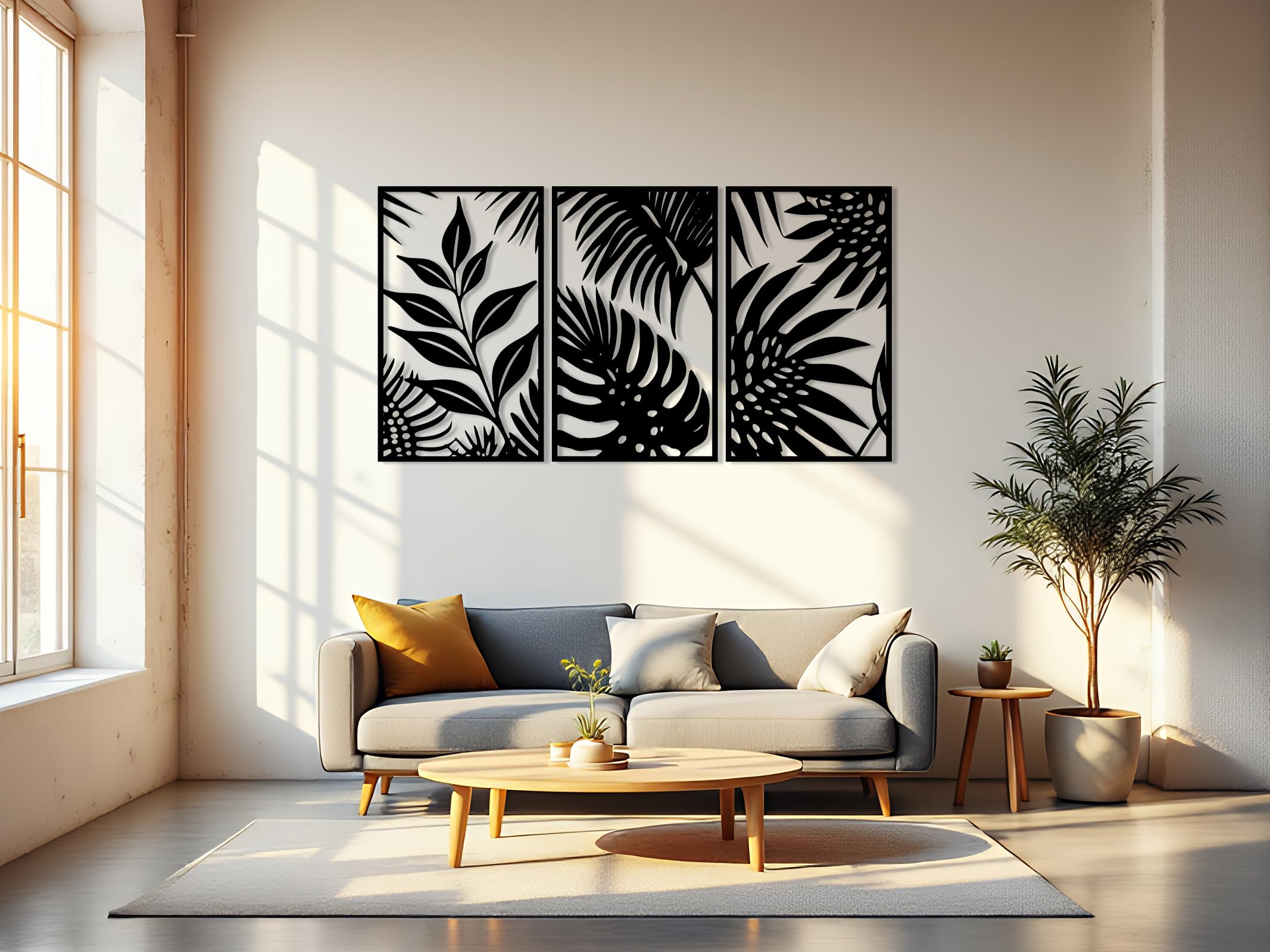 Kajaro Feuille Tableau Mural Bois 3 pièces, 1500x800 mm