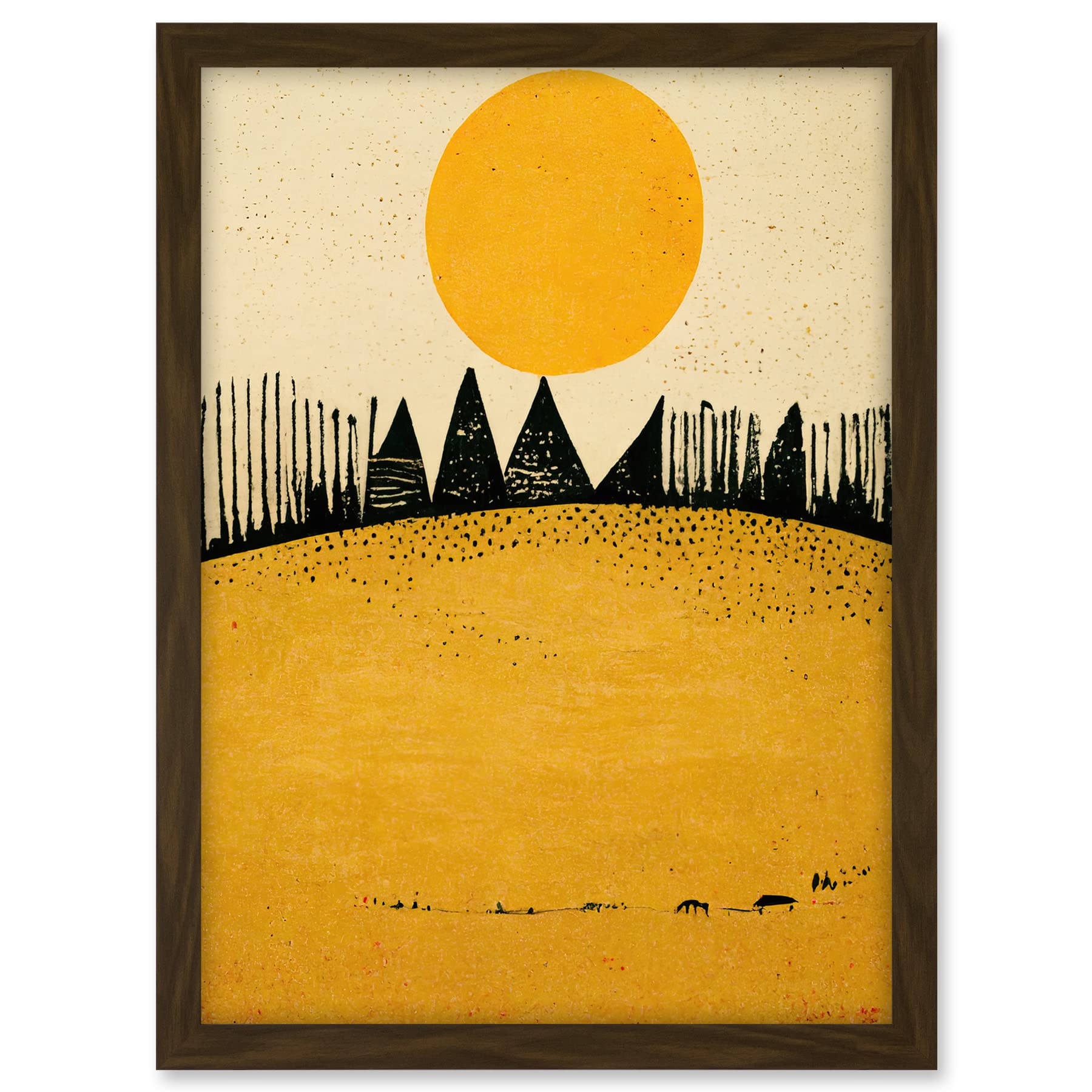 Wee Blue Coo Minimalist Tribal Abstract Desert Yellow Painting Artwork Framed A3 Wall Art Print