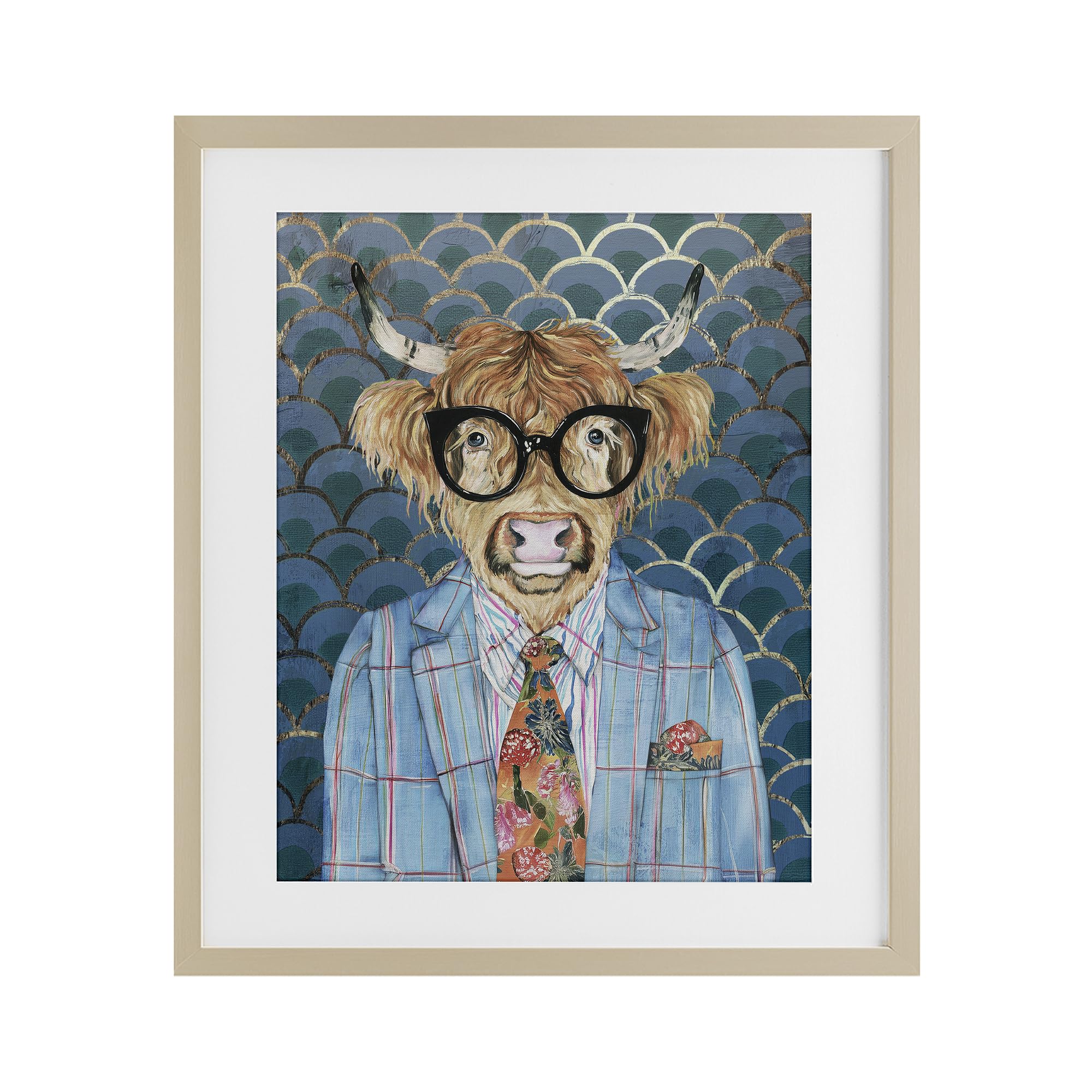 Stupell Industries Harvest Pine (Textured) Cool Highlander Portrait Humor, 17 X 21 Inch Framed Print Under Glass