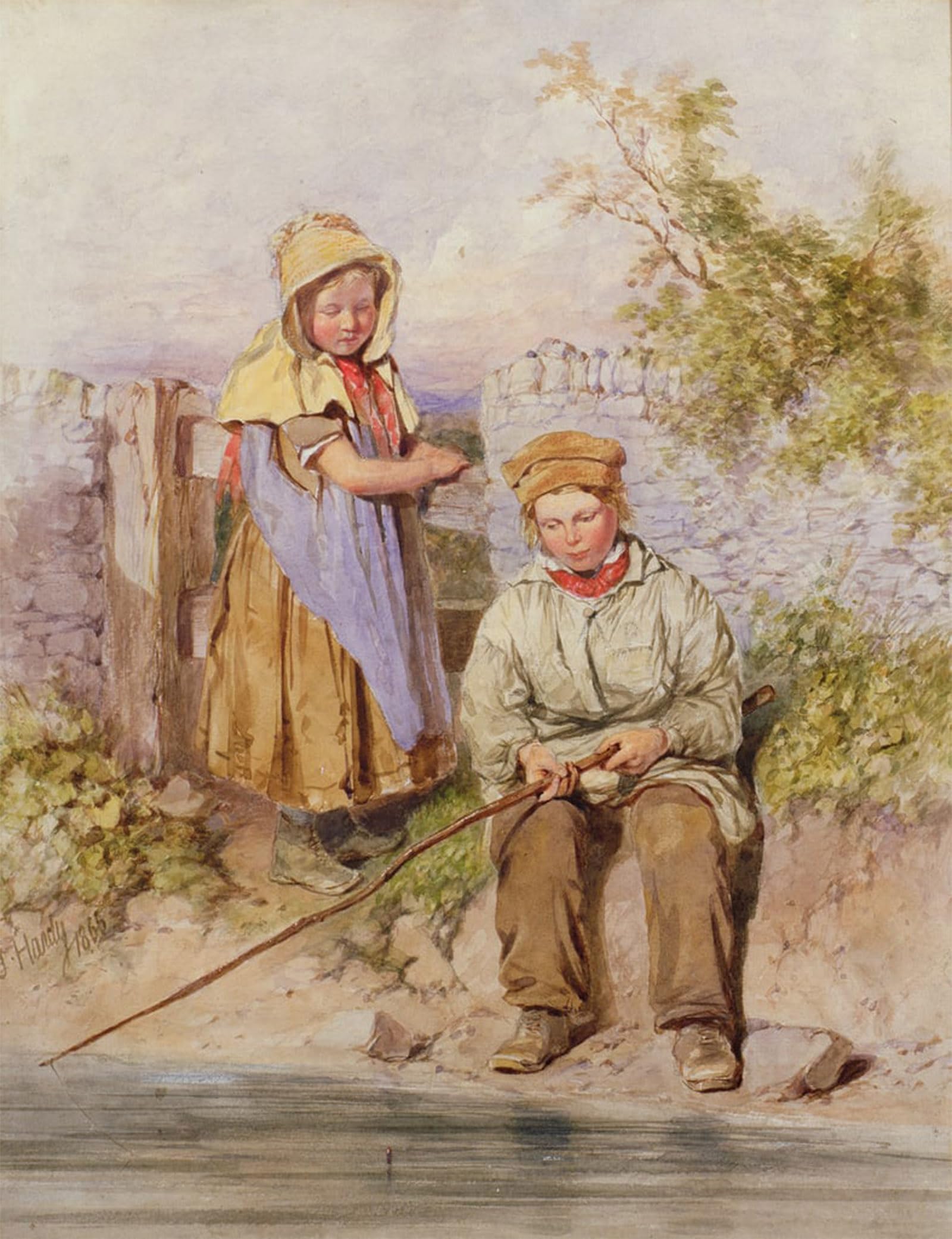 SERENDIPITP Retro Picture Poster Wall Art Pictures Painting the Young Anglers by Jnr Hardy Wall Art Canvas Print for Wall Decor 60x90cm