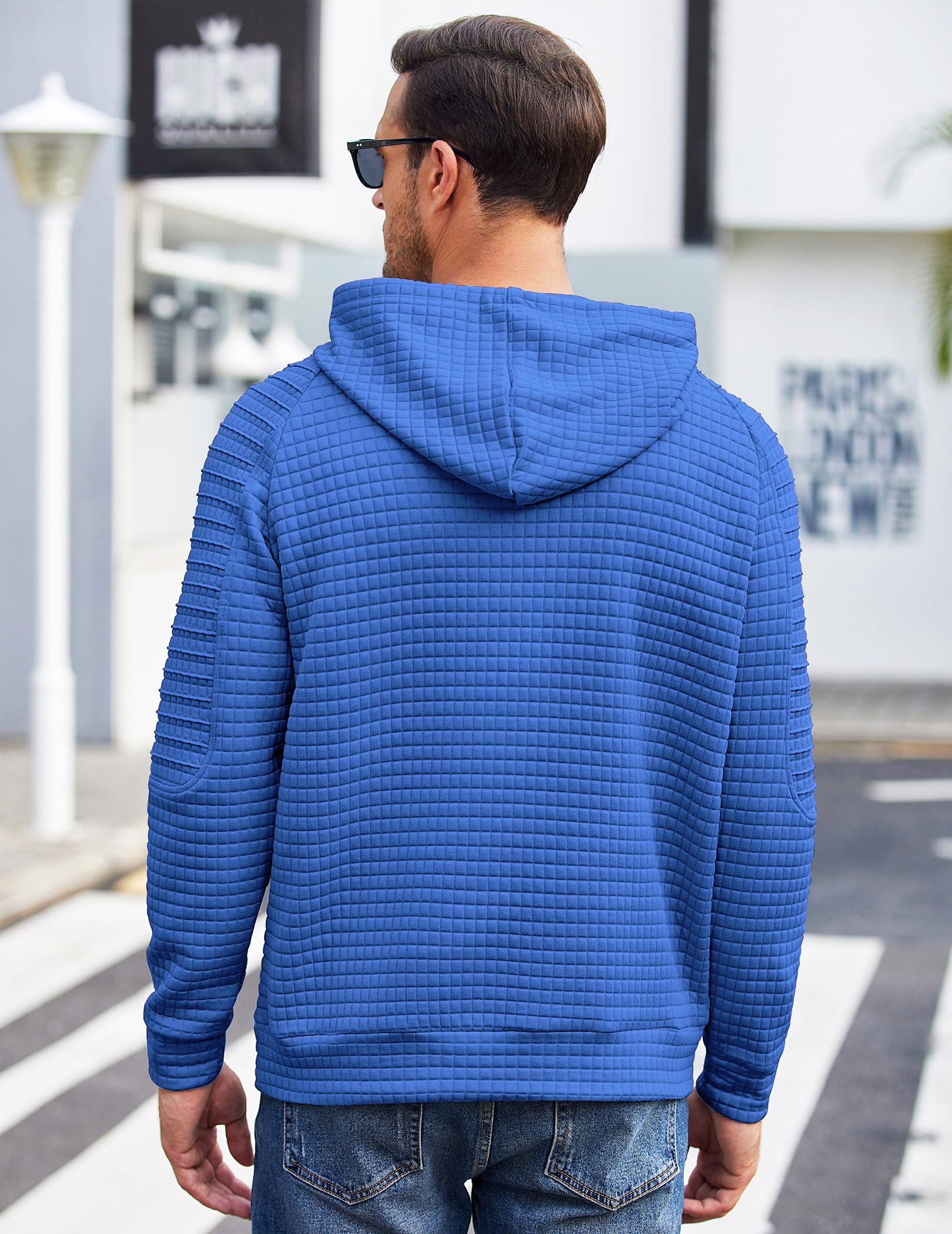COOFANDY Felpa con Cappuccio da Uomo a Maniche Lunghe con Cappuccio in Waffle Felpa con Cappuccio Casual con Coulisse con Tasca a Marsupio