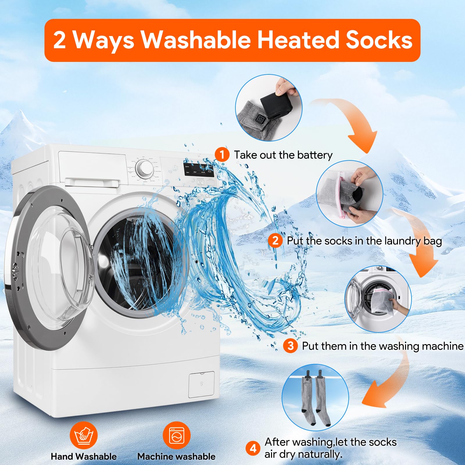 Minthouz Chaussettes chauffantes avec contrôle par application, 5000 mAh, batterie rechargeable, pour homme et femme, chaussettes électriques lavables contre les pieds froids, idéales pour le ski et