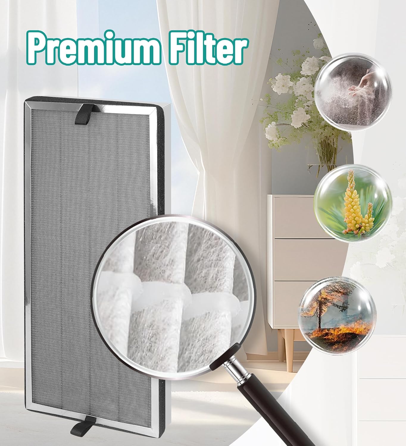 JF888 Replacement Filter Set Compatible with Jafända JF888 Jafanda Air Purifier, 4-in-1 Filtration with Activated Carbon Filter, 2 Count