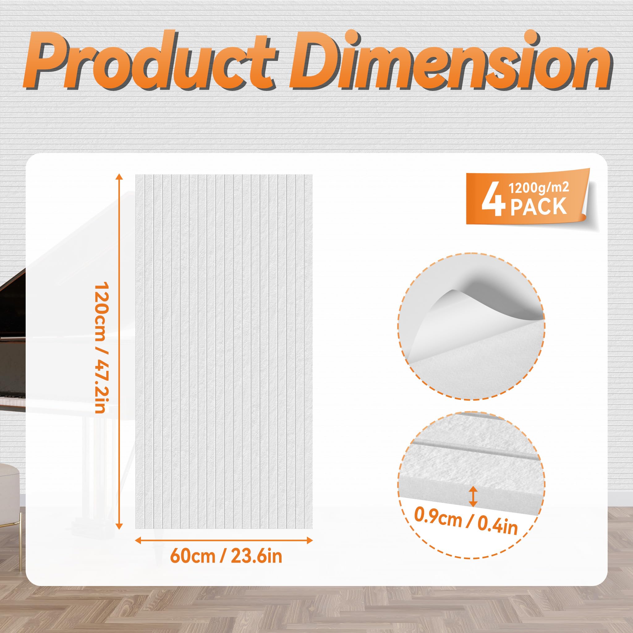ACXIN Akustikpaneel 12er Weiß 120x60cm Schalldämmung Selbstklebend 3D Wandpaneel Akustikplatten Schallschutz Filz 1200g/m² 0,9cm Akustik Wand für Musikstudio Heimkino Büro KTV Geräuschreduzierung