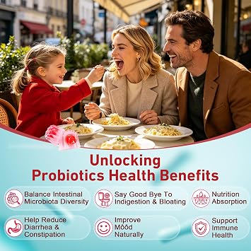 NEVISS Probiotic + Prebiotic Gummies for Adults & Kids 4+, Sugar Free Chewable 50 Billion CFUs w/Fiber, Vitamin B1 B2 D3 & Zinc, for Digestive & Gut Health, Boost Microflora Diversity, 60 Cts