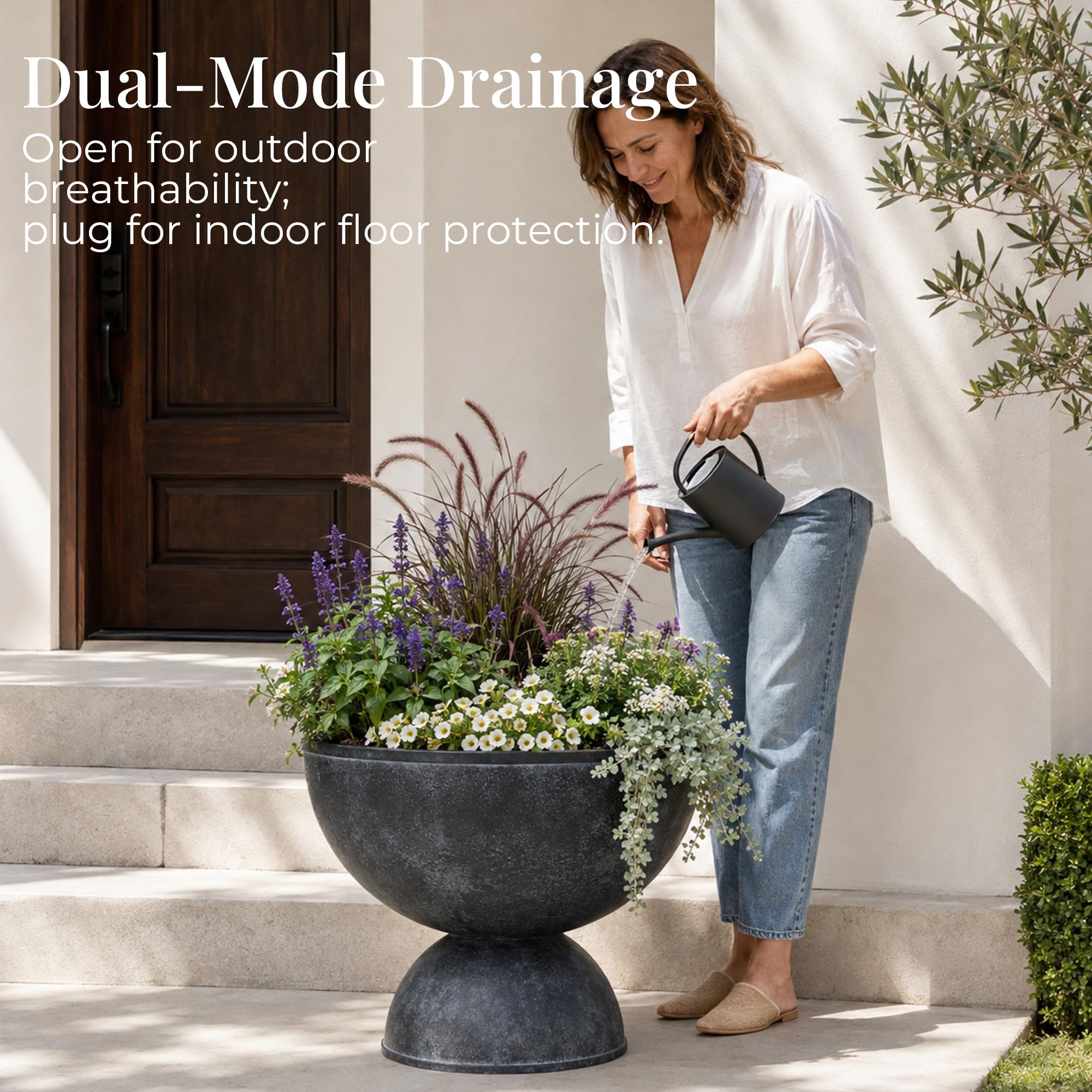 Black Urn Planters - 2 Pack -5 Black Urn Planters - 2 Pack -5