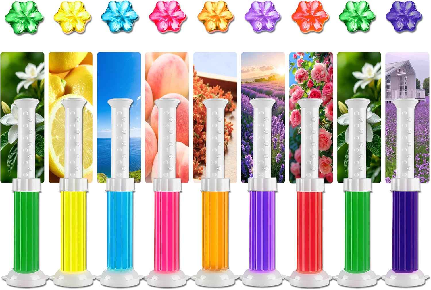 Toilet Gel, 108 Count 9Kinds Of Scent Toilet Cleaner Bowl Gel Stamp Kit Air Freshener
