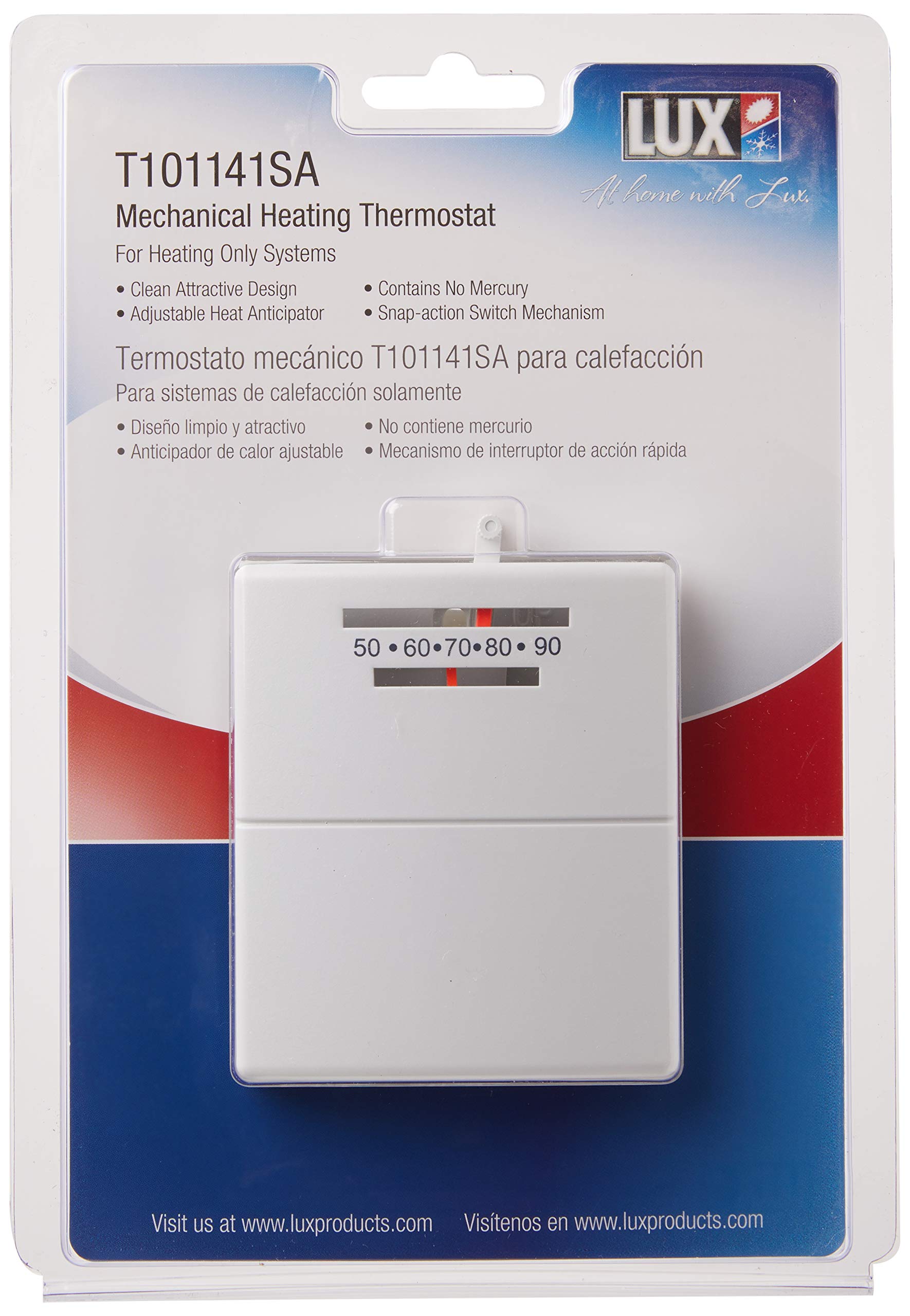 T101141SA LUX Products Heating Only Mechanical Thermostat - Nonprogrammable  Household Thermostats - Amazon.com