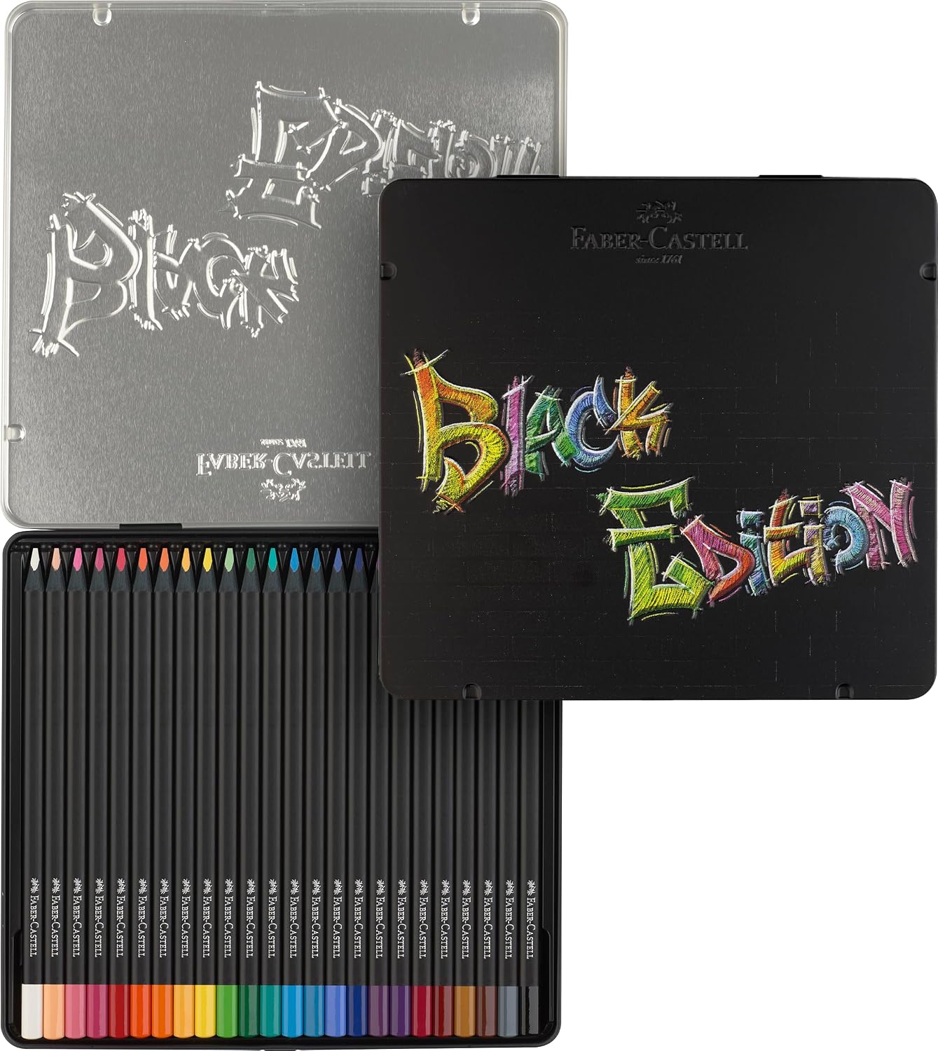 FABER-CASTELL - Set kleurpotloden Black Edition, 24-delig in metalen etui