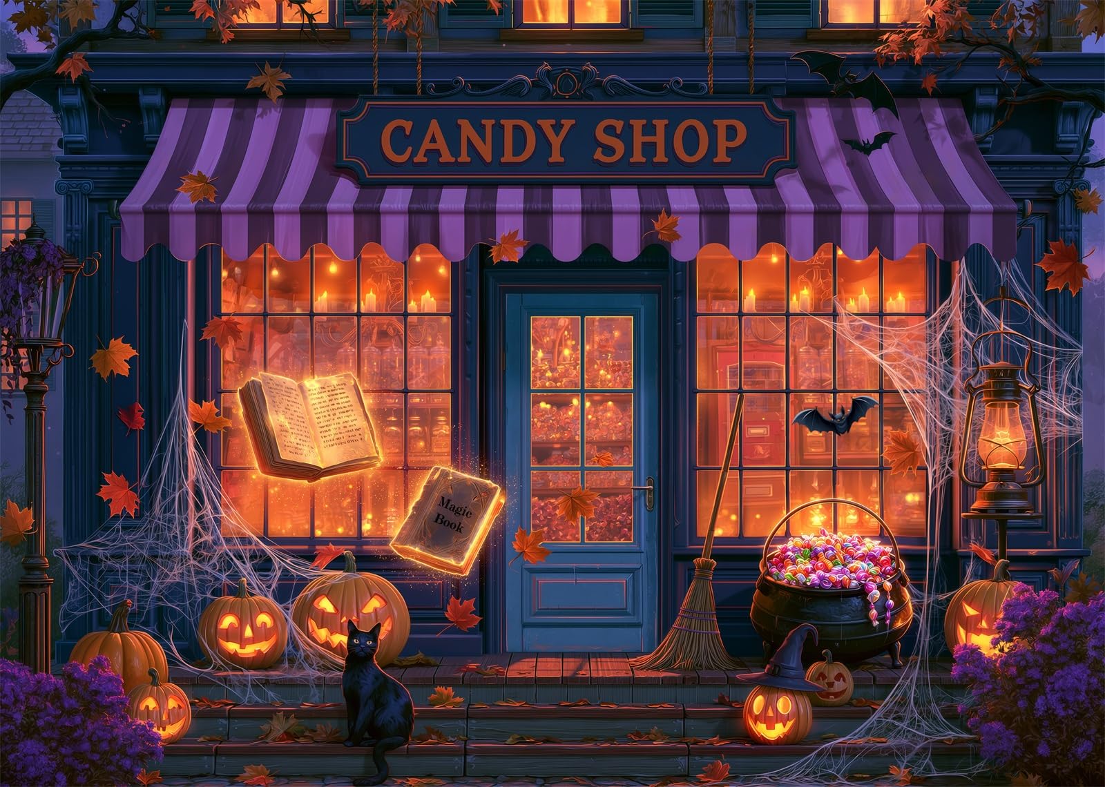12x10FT (3.6x3m) Vetrina Negozio Dolci Halloween Sfondo Fotografico
