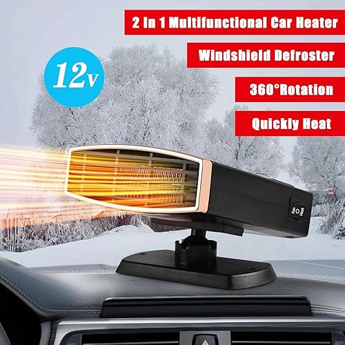 Miniatura 4 de Calentador de automóvil, calentador de automóvil portátil de 12 V, enchufe al encendedor de cigarrillos, 2 en 1, descongelador, descongelador,