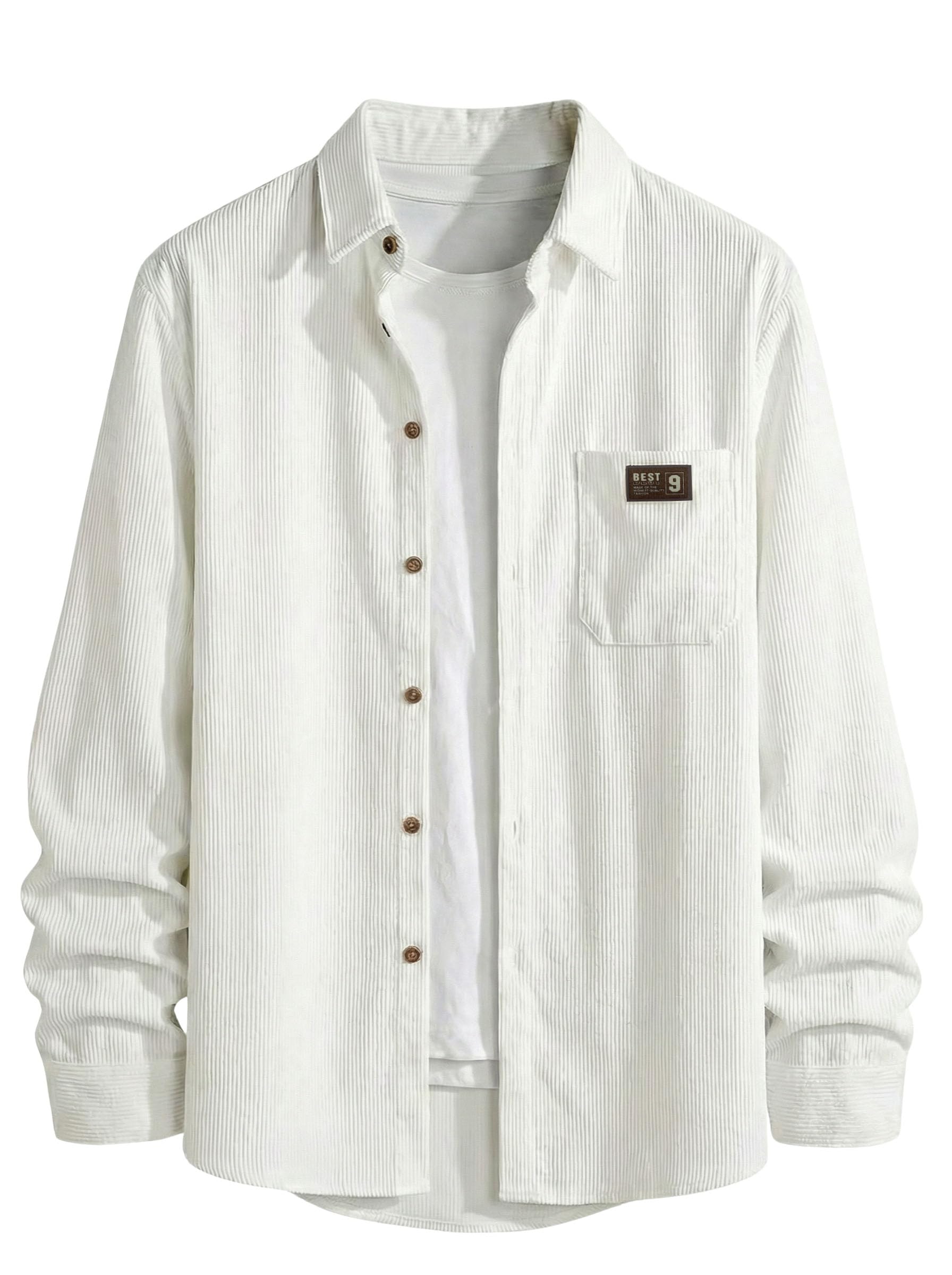 IndoPrimo Men’s Corduroy Shirt White - Image 1