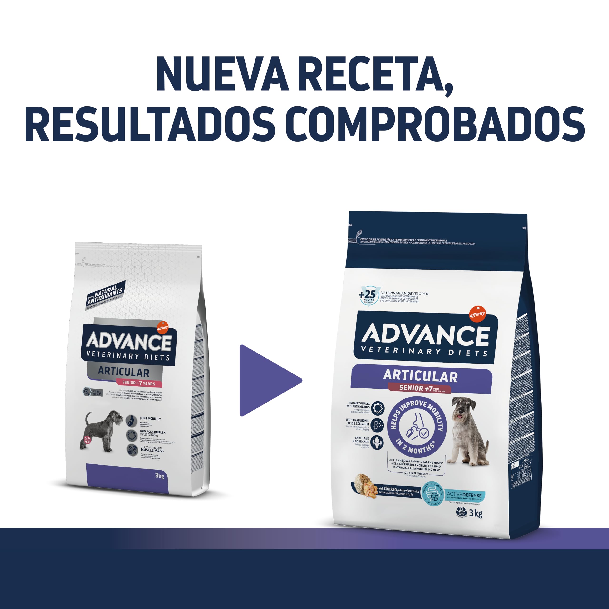 Advance Veterinary Diets Articular Care Senior, Pienso para Perros Senior con Problemas de Articulaciones, 3kg