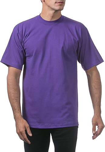 Miniatura 5 de Pro Club - Camiseta de manga corta para hombre, algodón pesado, cuello redondo