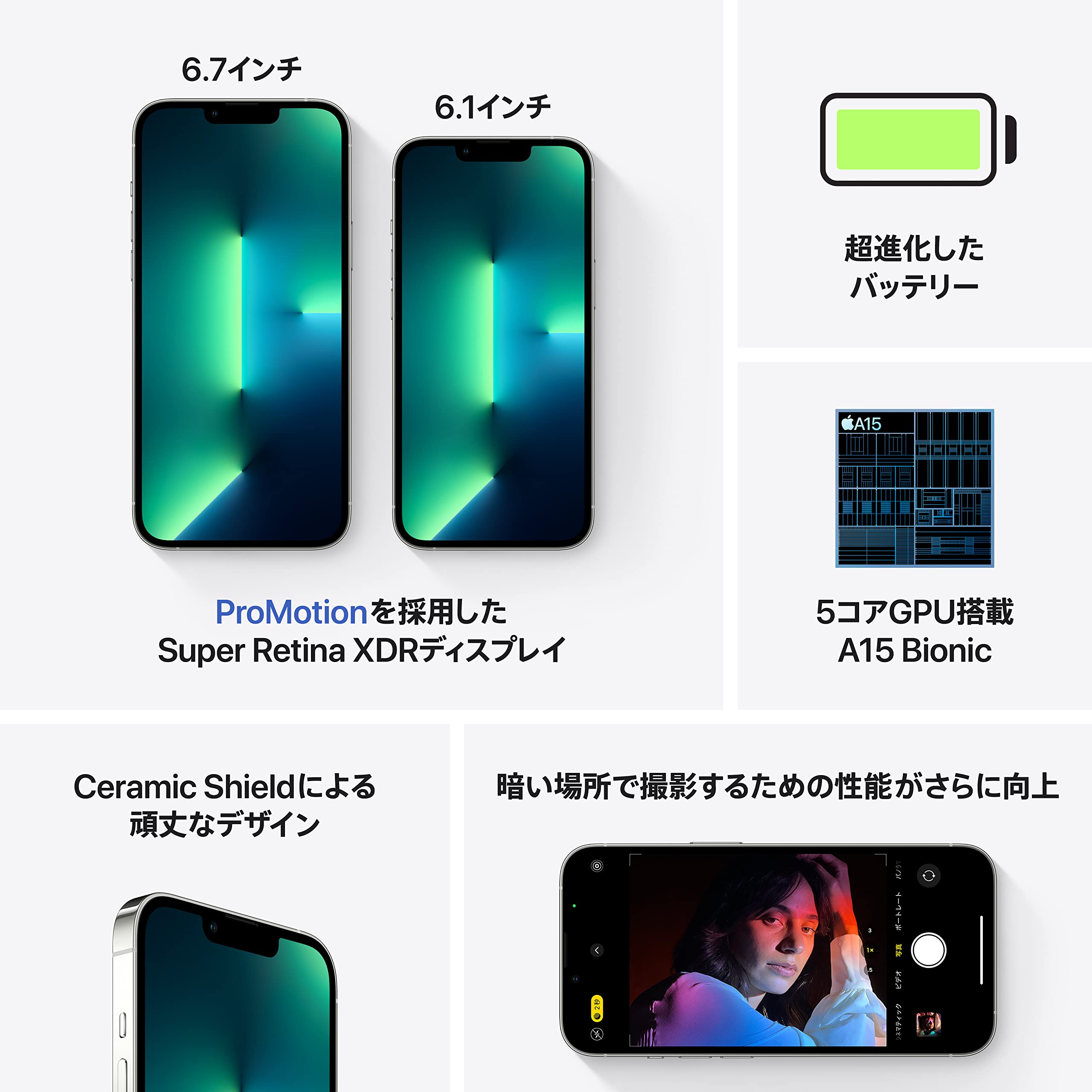 Amazon | 【整備済み品】 Apple iPhone 13 Pro (256GB) - シルバー SIM