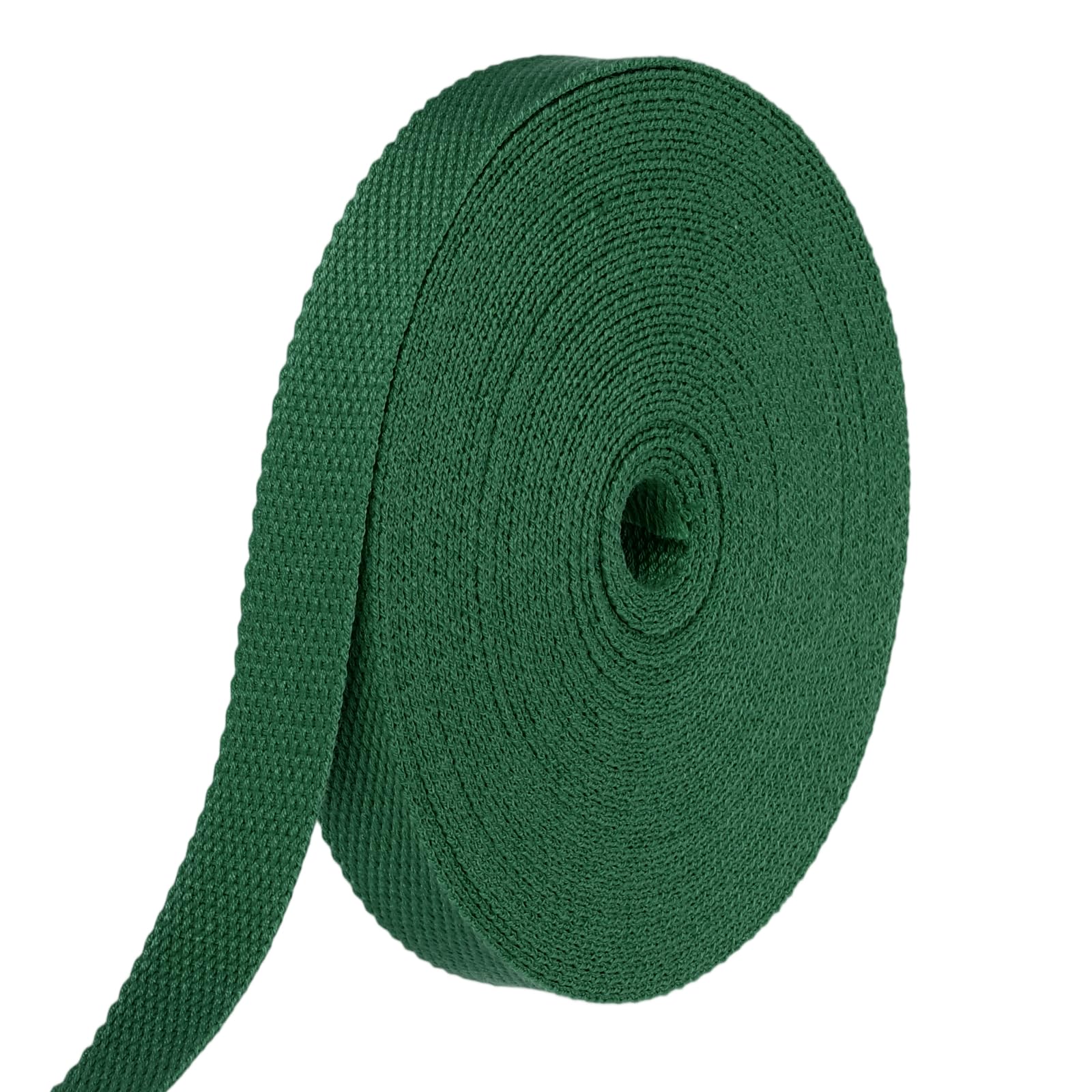 sourcing map Cotton Webbing 20mm x 10m (W x L) Polyester Cotton Weave Webbing Strap Twill Tape Ribbon for Art and Crafts Webbing Tote Bag Handles Cloth Belt Making Outdoor Supplies, Dark Green