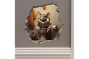 Mouse Sitting on Toilet in Mouse Hole Decal - Mouse Hole 3D...