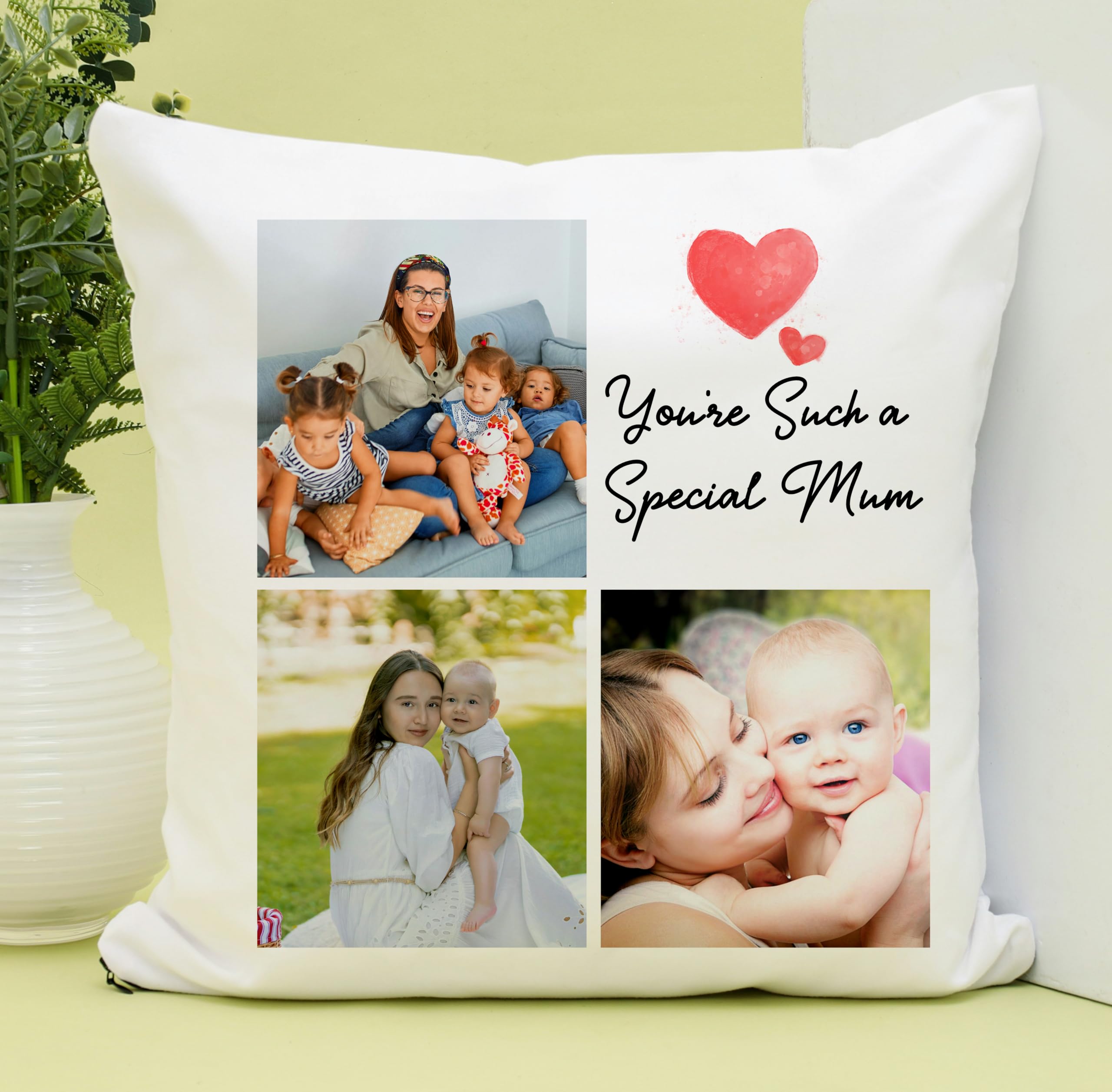 Pb Tech Design 4 Personalised Pillow Cushion Cover For Mum, Custom Throw Pillow Cushion Cover With Photos And Text, Gift For Mothers Day, For Mum Mummy Granny, Keepsake Home Décor 40X40 Cm Pillow/Cushion. (Design 4)