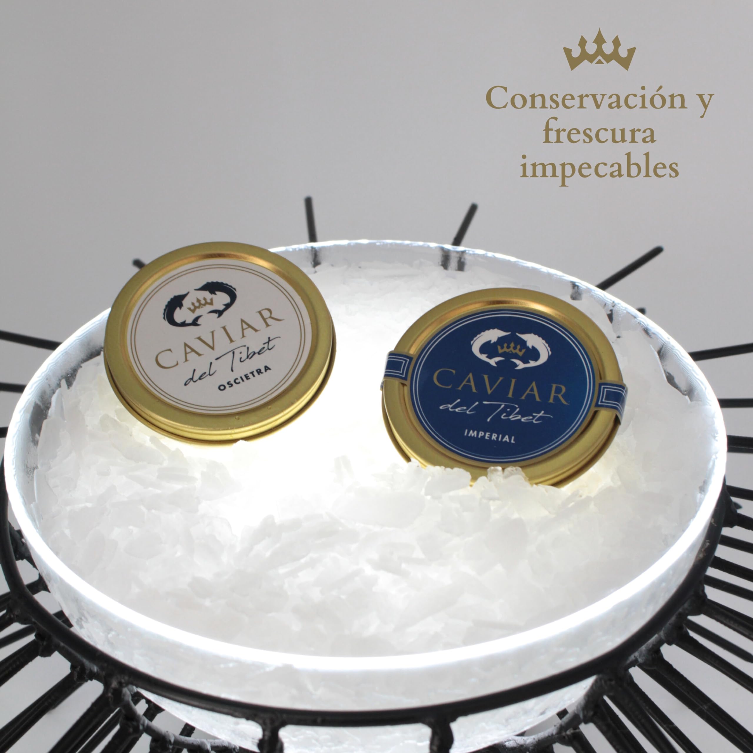 Dúo Caviar del Tíbet – Estuche Gourmet - Caviar Oscietra 50 GR y Caviar Imperial 50GR – Huevas de Esturión - Pack Regalo Gourmet