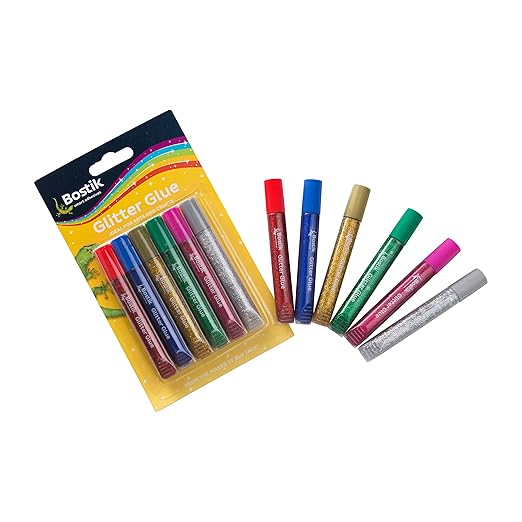 Bostik art glitter glue pens pack set of 6 assorted colours for