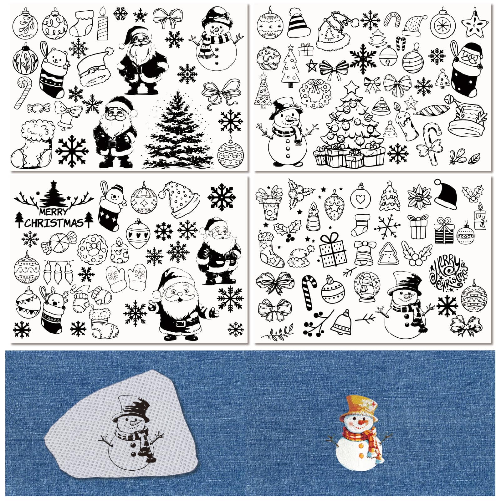 Lot De Stabilisateurs De Broderie Pingouin Et Bonhomme De Neige - Papier Soluble Dans L'eau - 36 Motifs Pour Couture à La Main