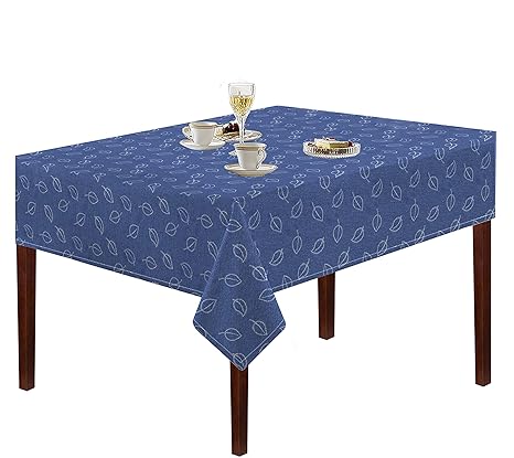 Oasis Home Collection Cotton YD Jacquard Square 2 Seater Table Cloth (Blue, Pack of 1)