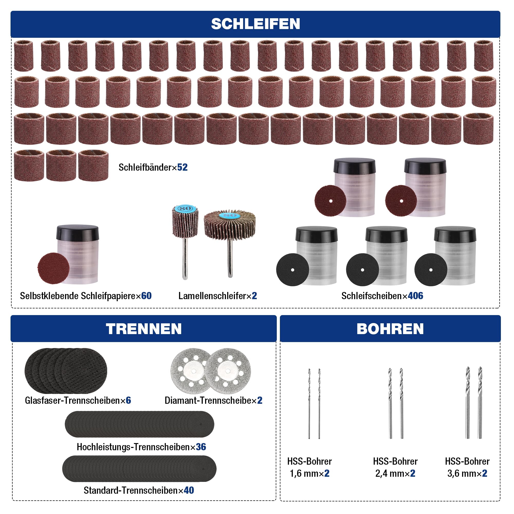 WORKPRO 698-tlg. Multifunktionswerkzeug Zubehör Set, Rotationswerkzeug Zubehör zum Schneiden, Schleifen, Polieren, Gravieren, Bohren und Reinigen