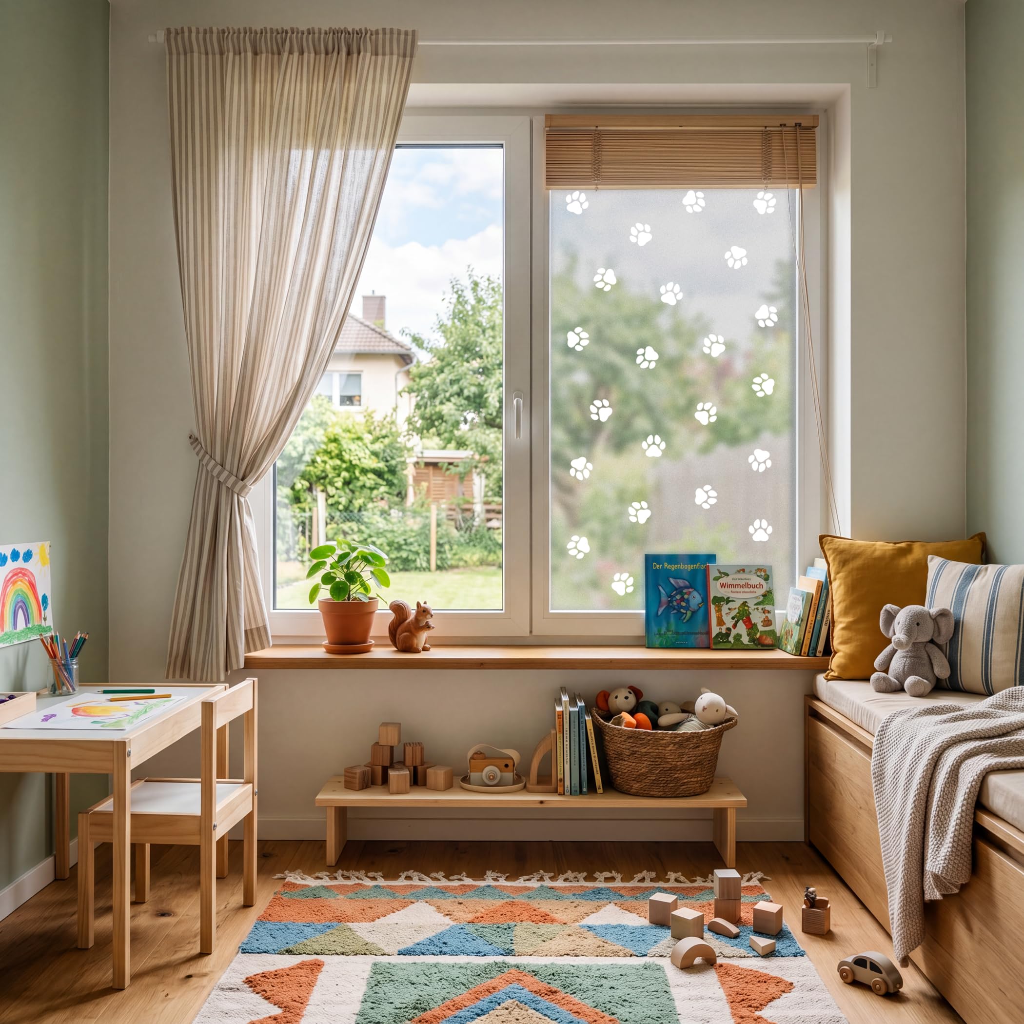 Lámina autoadhesiva Opaca para Ventanas Patas Blanco 100x100cm | Vinilo efecto cristal esmerilado ventana mampara ducha adhesivo decorativo baño salón dormitorio