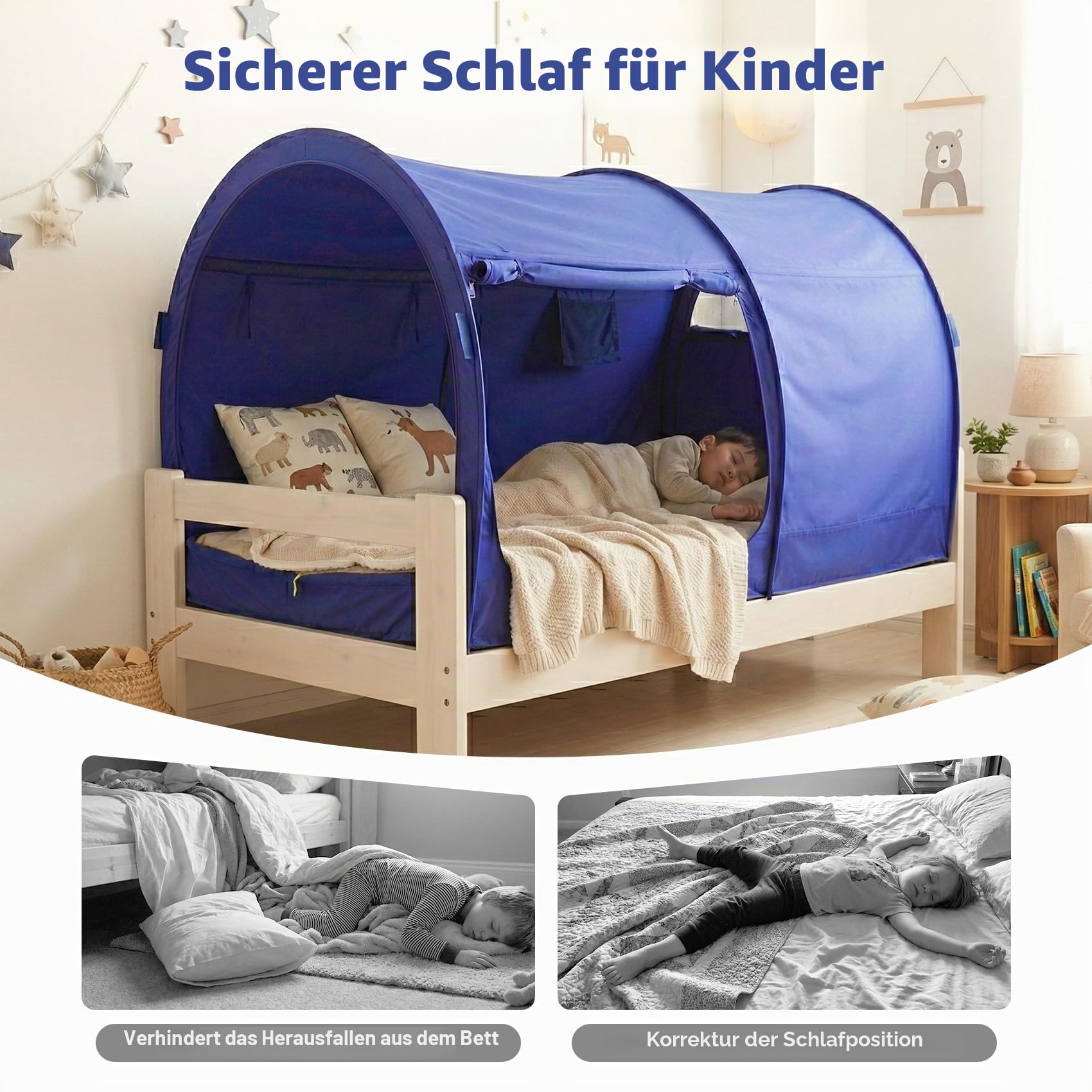 LEEDOR Bettzelt, Betthimmel, atmungsaktiv, warm, für den Innenbereich, Pop-up-Unterstand, für Privatsphäre, Twinsize, für Kinder und Erwachsene, Matratze Nicht im Lieferumfang enthalten, Marineblau