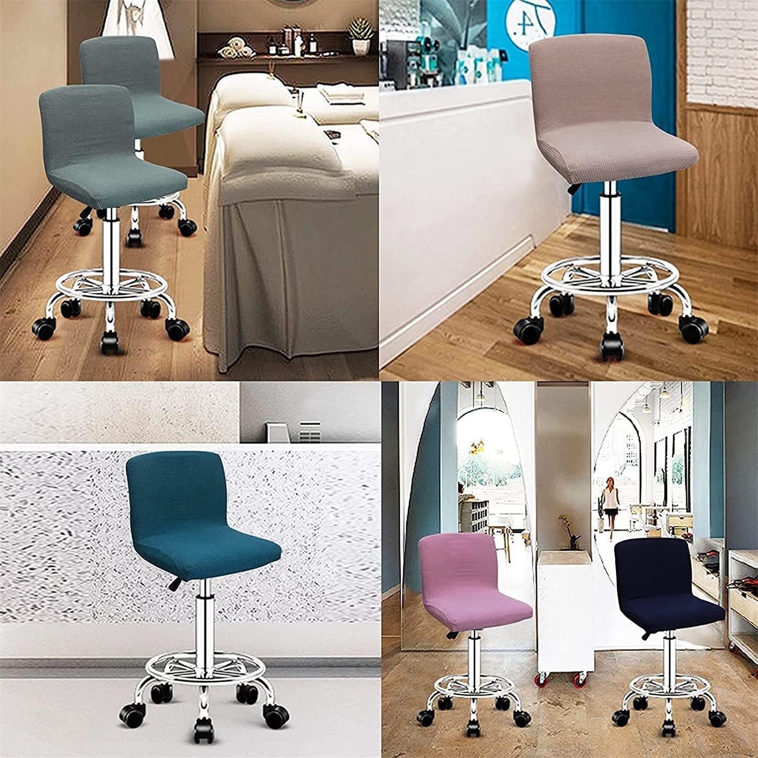 Lot De 6 Housse De Tabouret De Bar Universelle - Extensible Polyester Spandex Couvertur De Chaise De Salle à Manger - Gris Clair - Maison