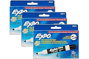 EXPO 82074 Dry Erase Markers, Bullet Tip, 4 Bold Colors