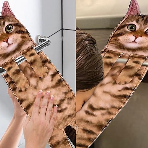 Miniatura 7 de Toallas de mano de gato para cocina y baño  Lindos accesorios de decoración de gatos de Pascua  Toalla de mano suave absorbente para colgar