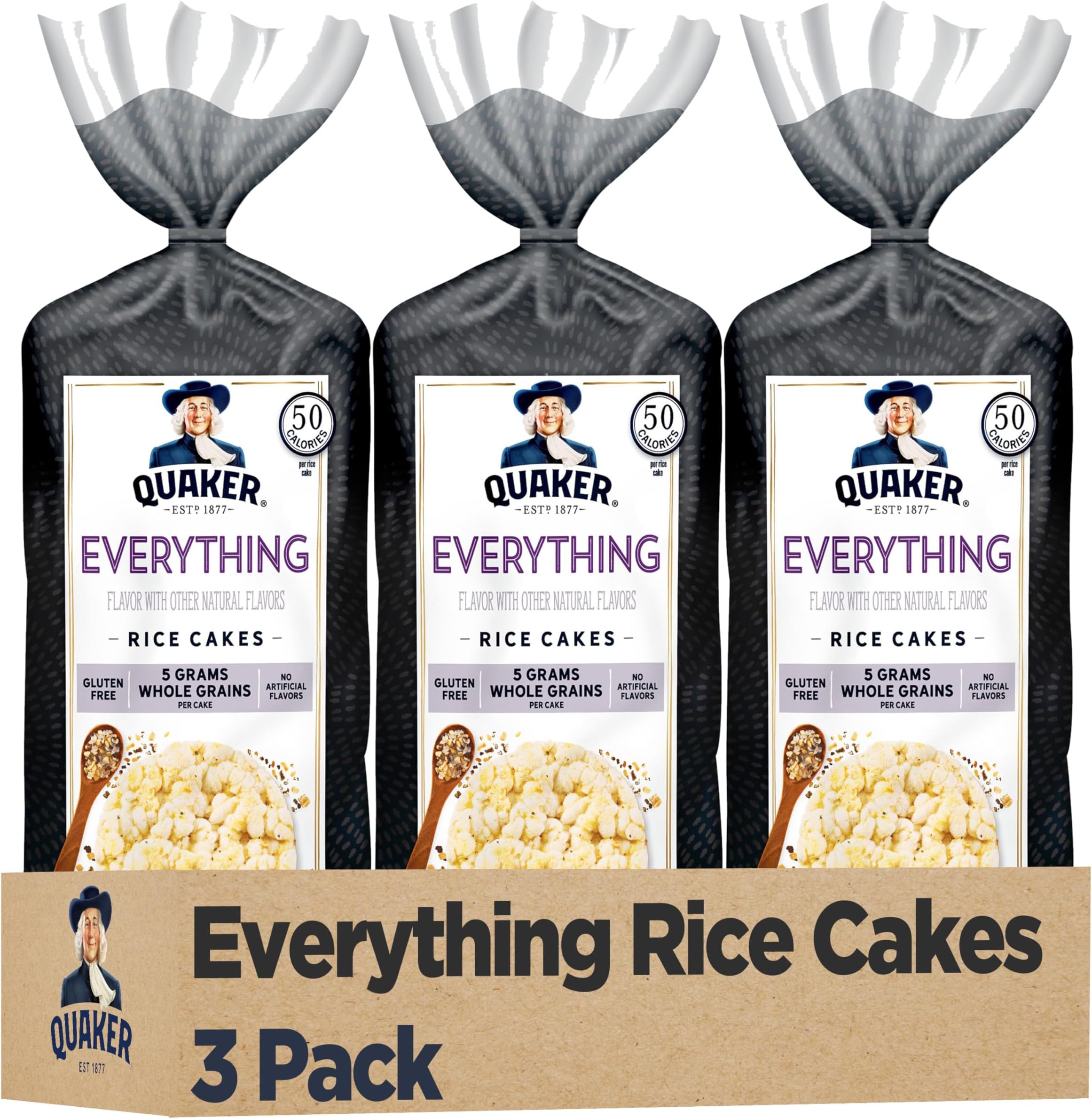 Large Rice Cakes, Everything Flavor, GLuten Free, Pack of 3